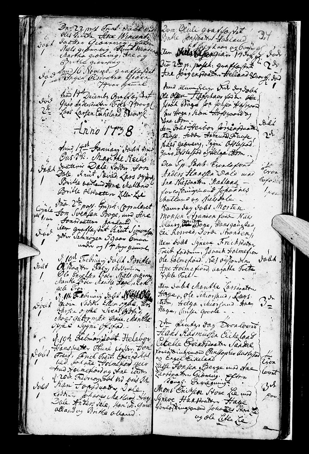 Os sokneprestembete, SAB/A-99929: Parish register (official) no. A 7, 1723-1760, p. 34