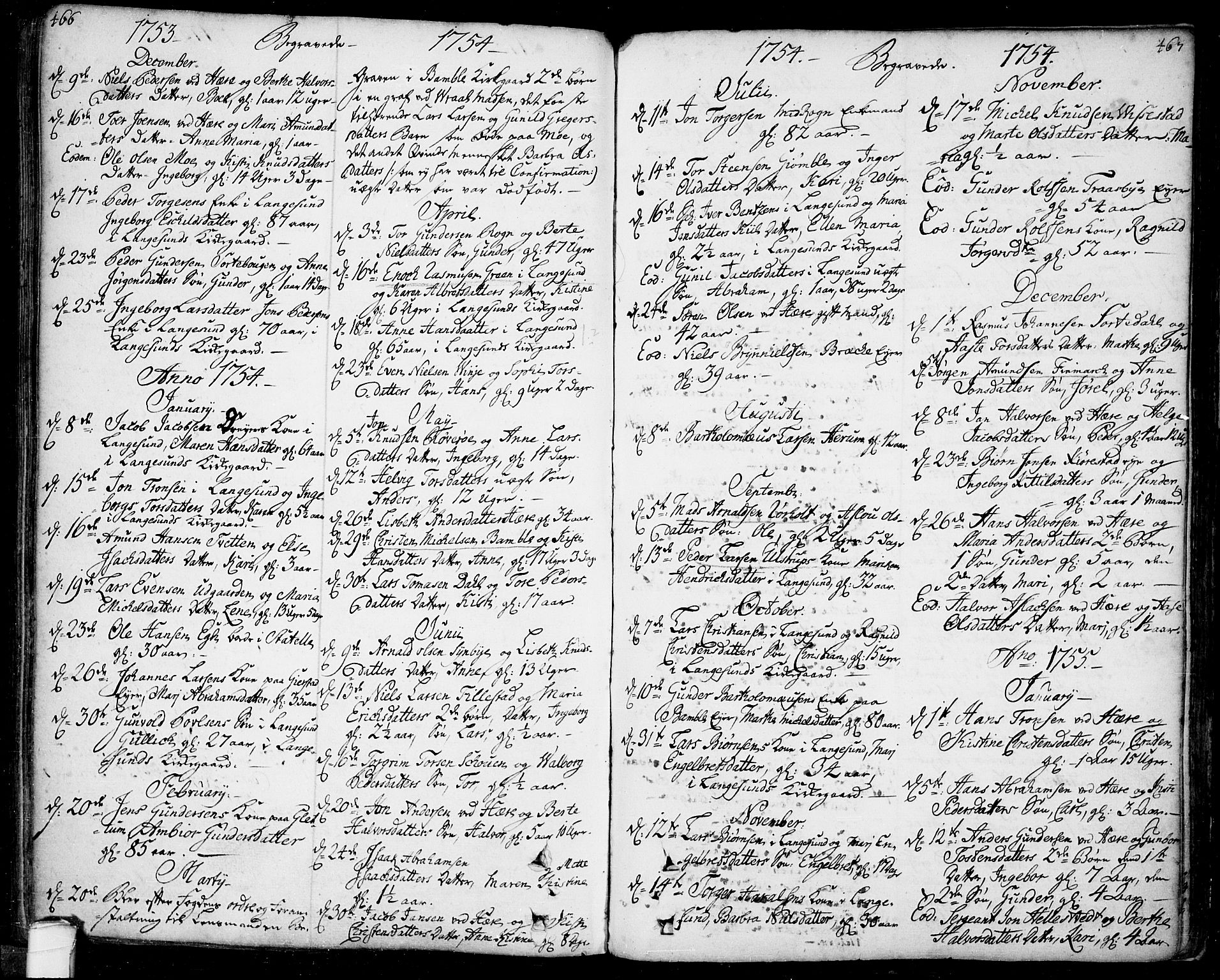Bamble kirkebøker, SAKO/A-253/F/Fa/L0001: Parish register (official) no. I 1, 1702-1774, p. 466-467