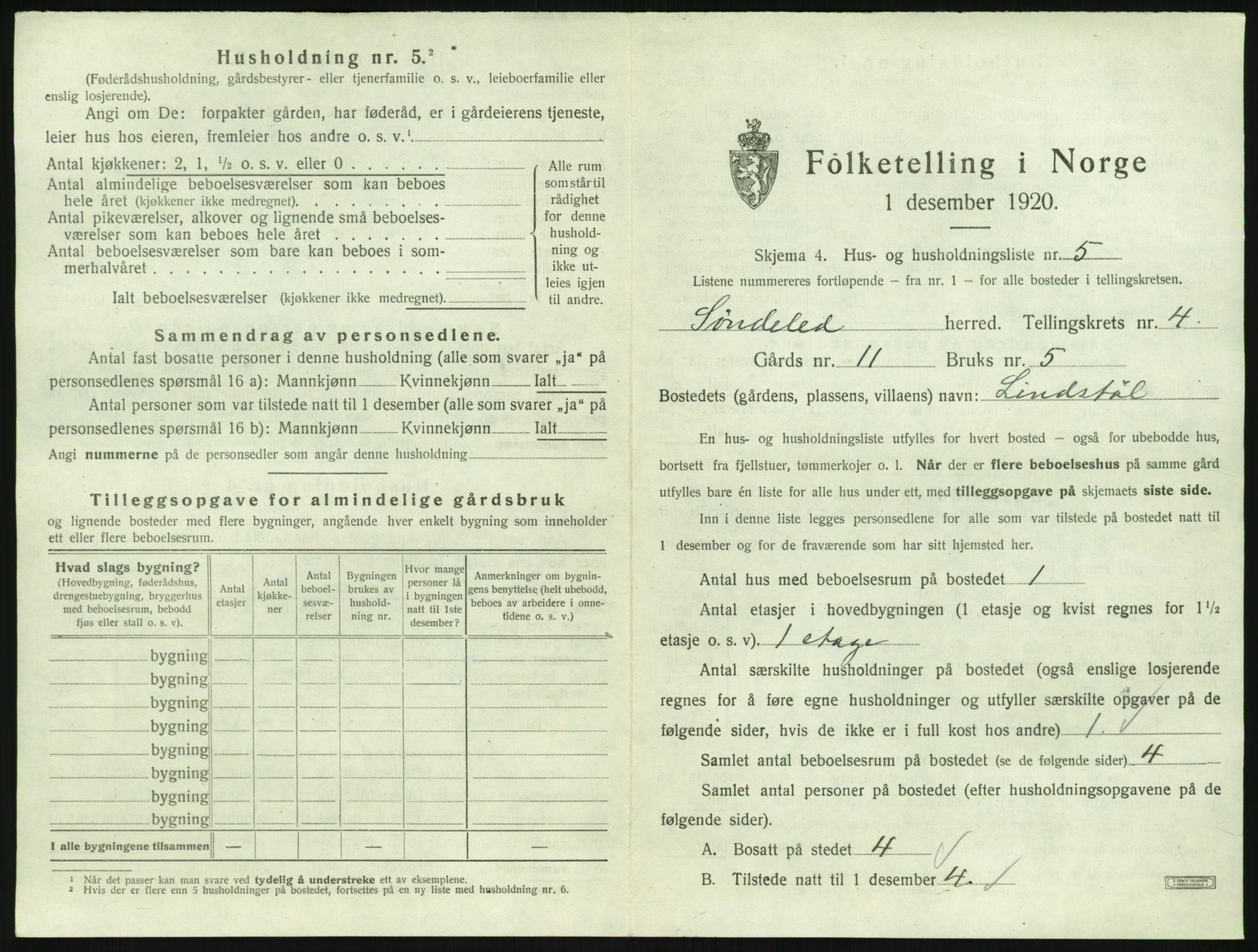 SAK, 1920 census for Søndeled, 1920, p. 345