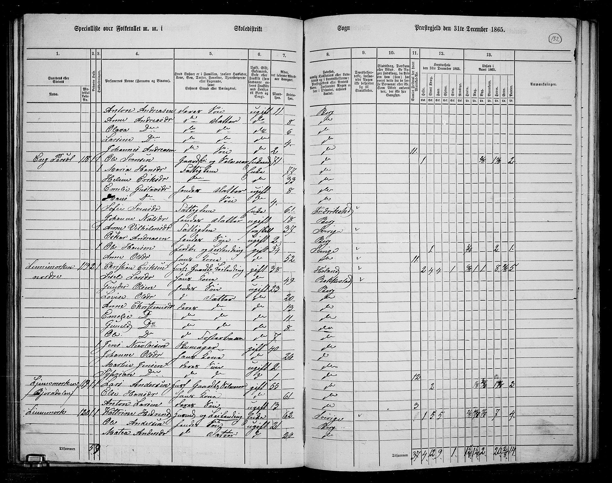 RA, 1865 census for Berg, 1865, p. 115