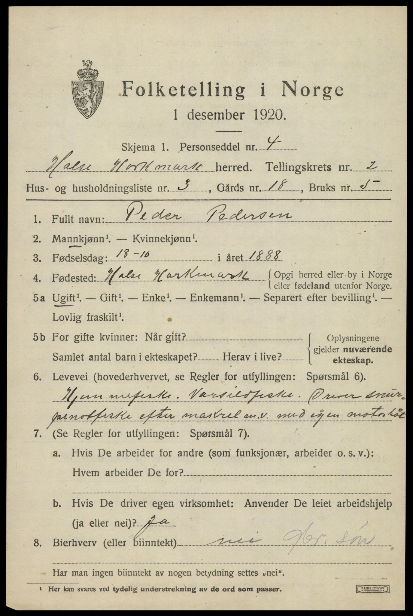 SAK, 1920 census for Halse og Harkmark, 1920, p. 2055