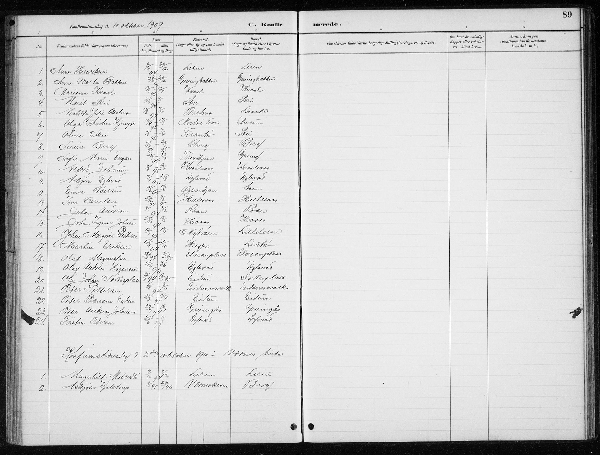 Ministerialprotokoller, klokkerbøker og fødselsregistre - Nord-Trøndelag, SAT/A-1458/710/L0096: Parish register (copy) no. 710C01, 1892-1925, p. 89