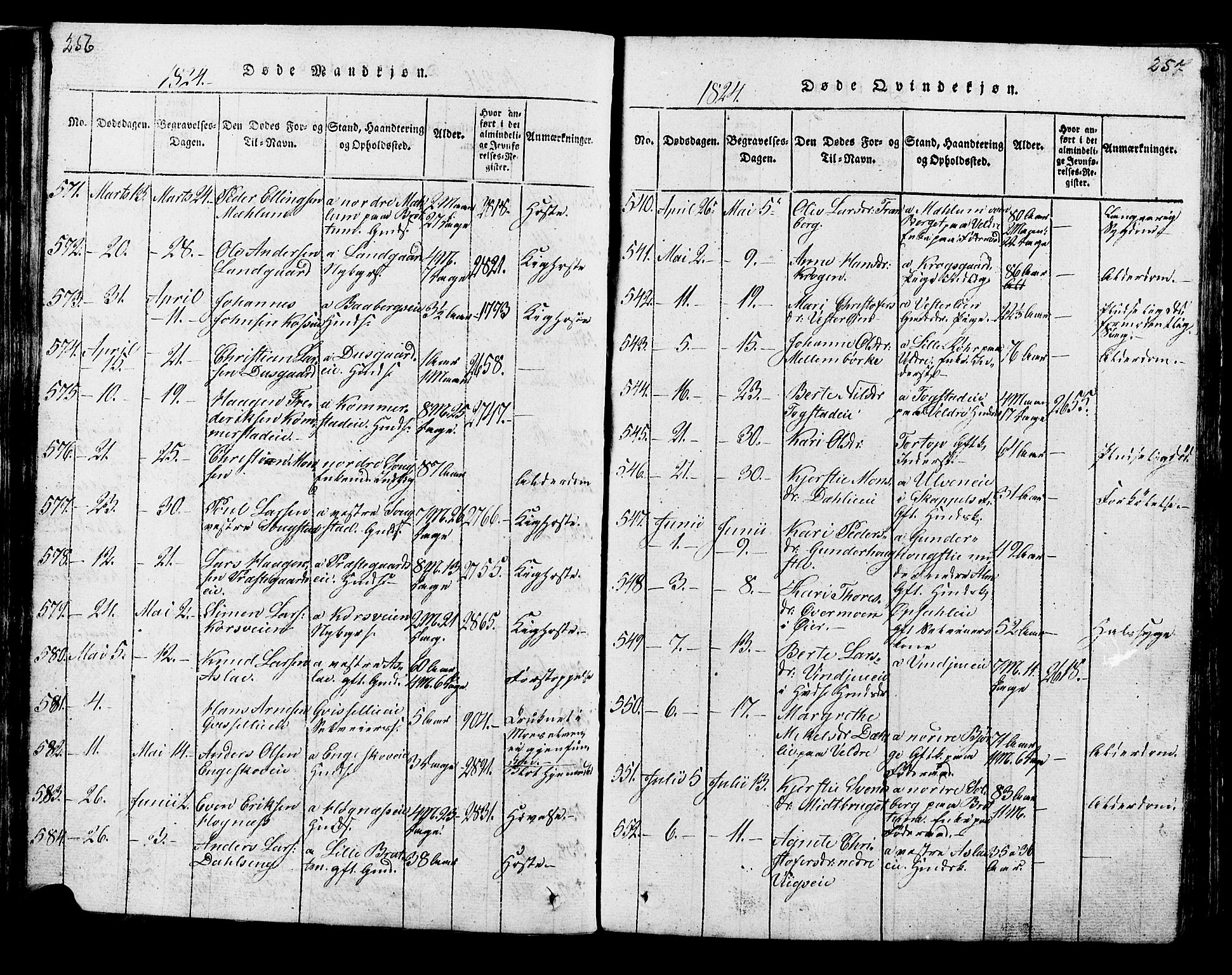 Ringsaker prestekontor, SAH/PREST-014/K/Ka/L0005: Parish register (official) no. 5, 1814-1826, p. 256-257