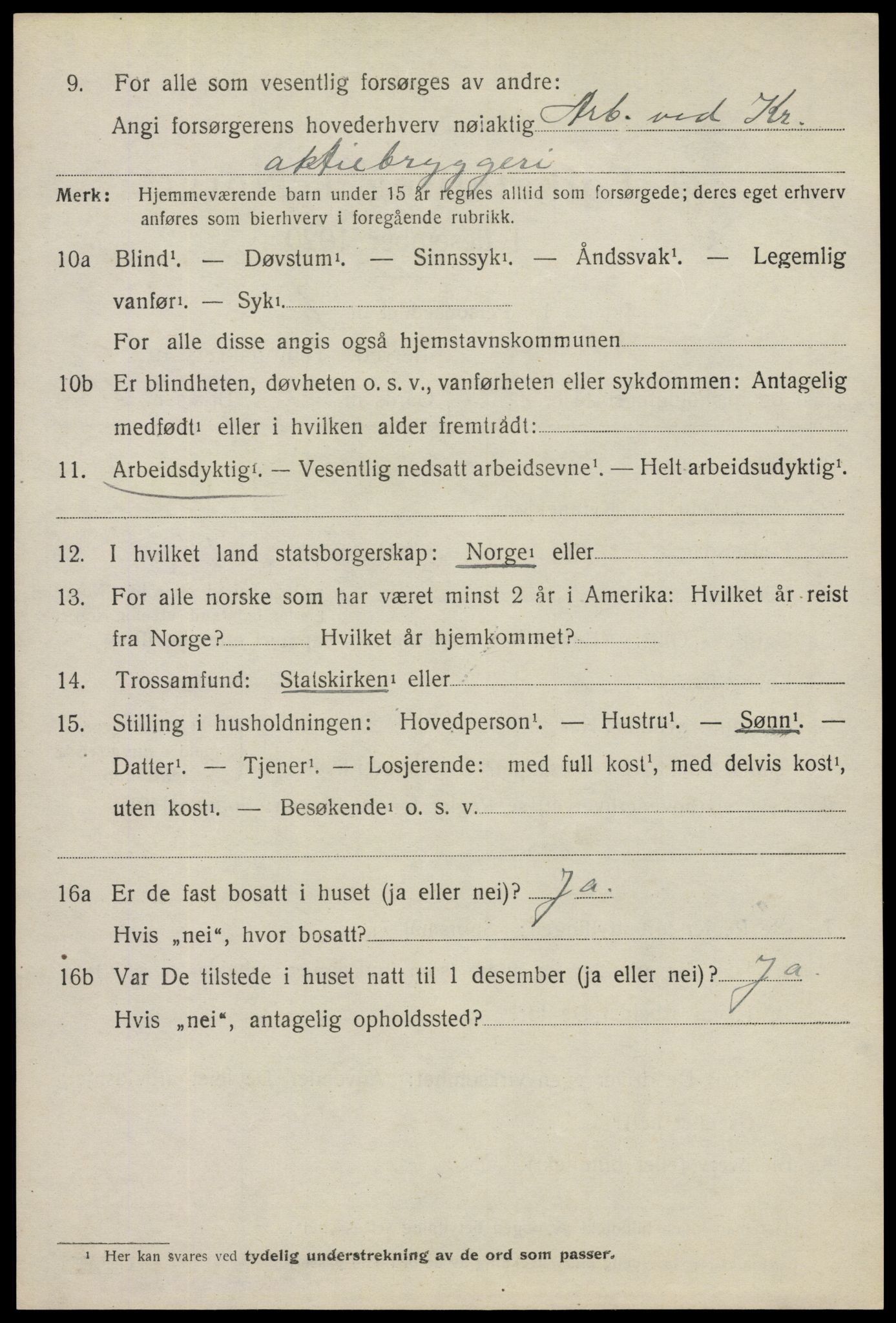 SAO, 1920 census for Askim, 1920, p. 10926