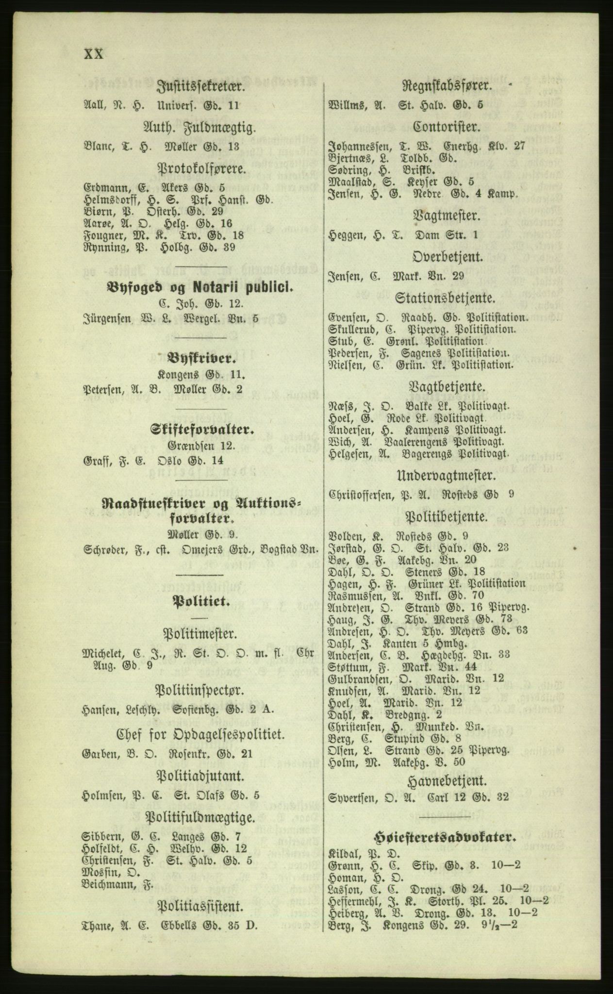 Kristiania/Oslo adressebok, PUBL/-, 1879, p. XX