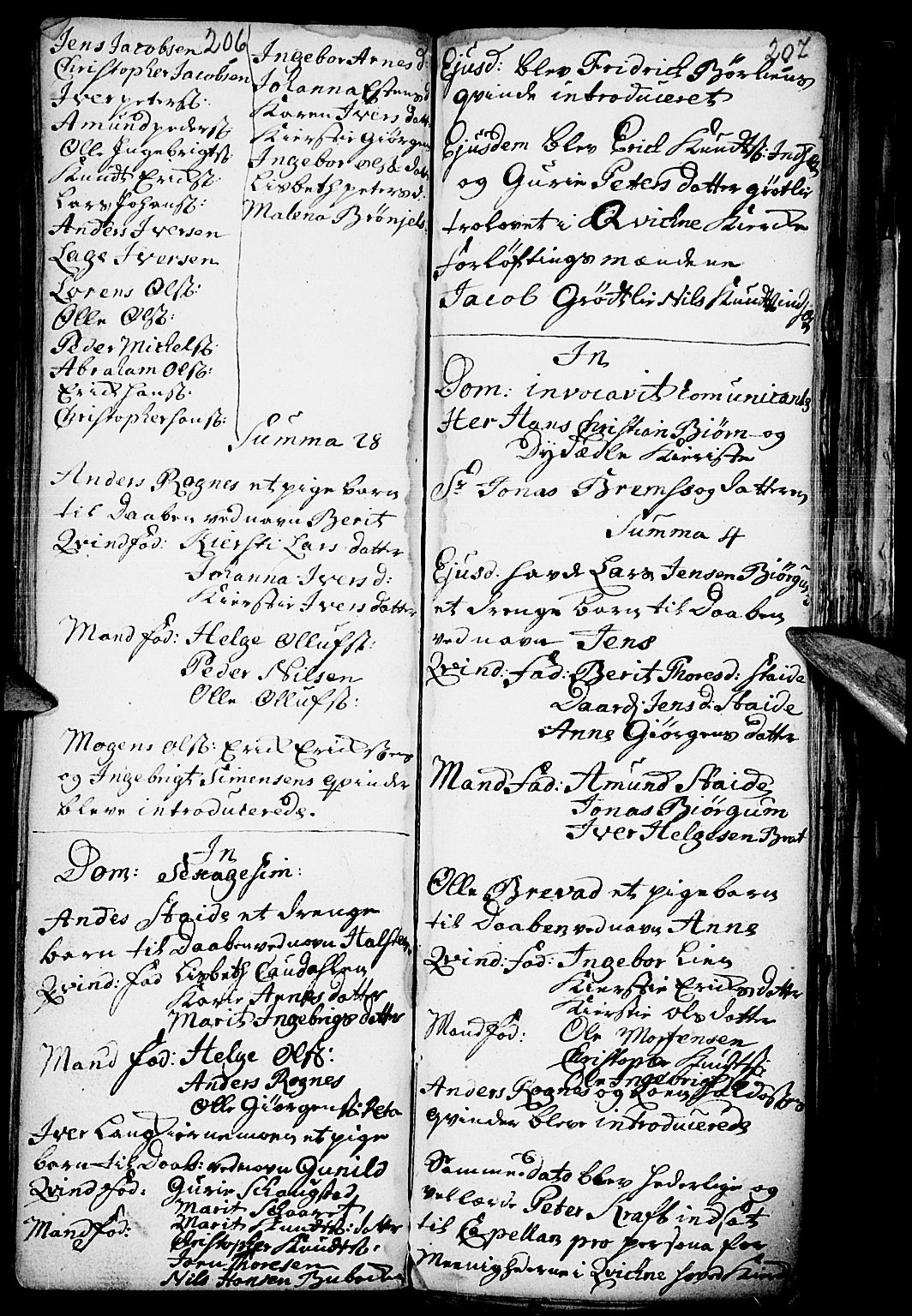 Kvikne prestekontor, SAH/PREST-064/H/Ha/Haa/L0001: Parish register (official) no. 1, 1740-1756, p. 206-207