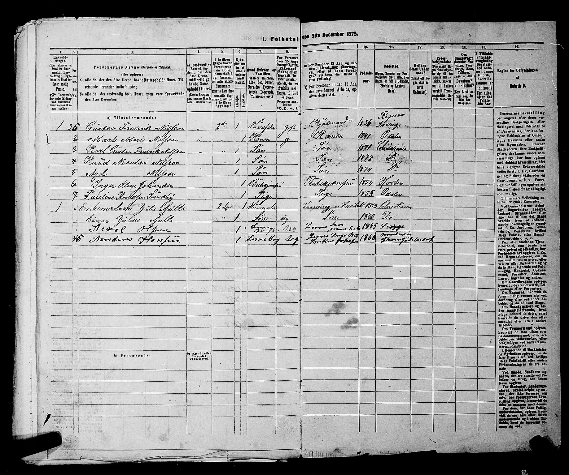 RA, 1875 census for 0301 Kristiania, 1875, p. 887