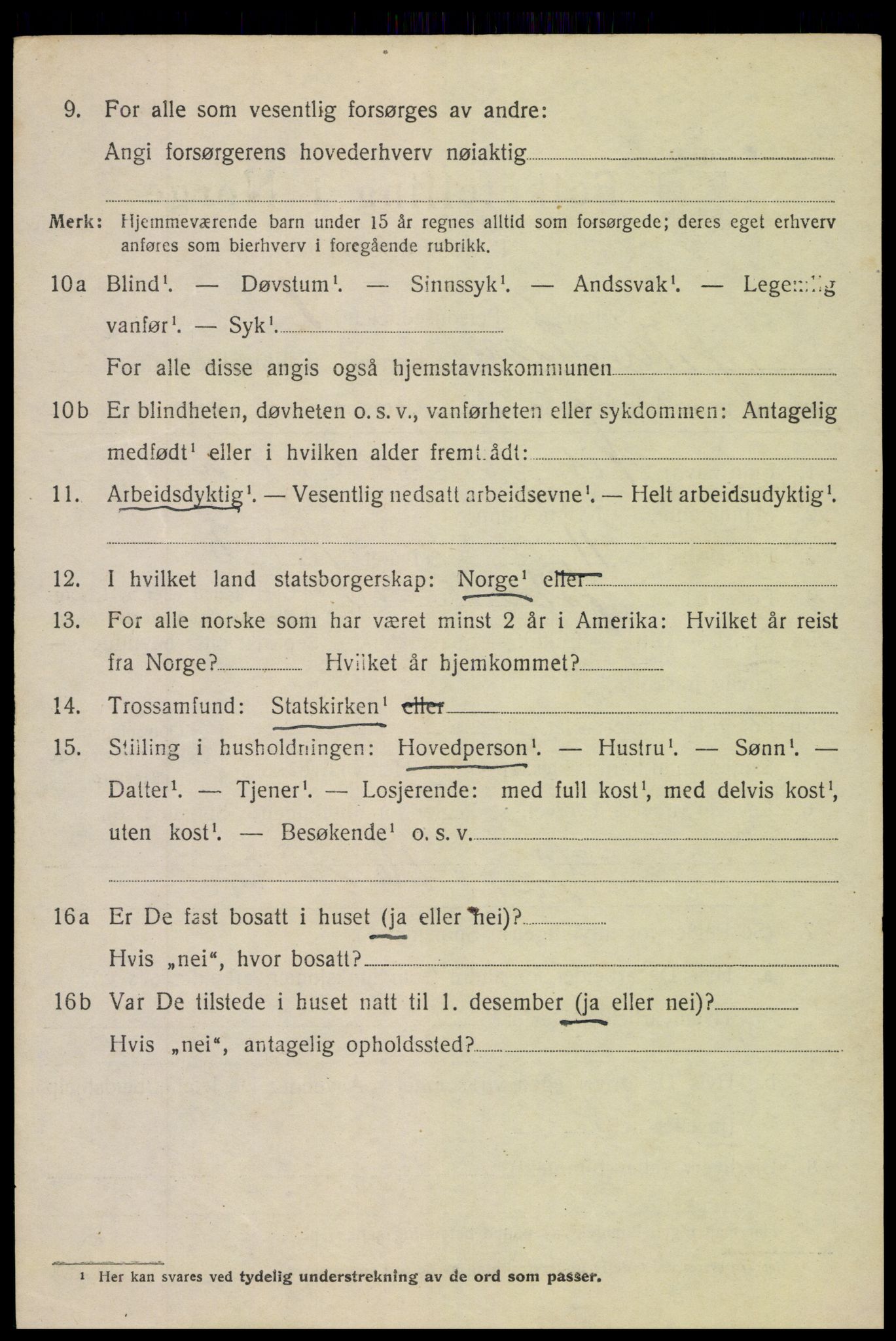 SAH, 1920 census for Øystre Slidre, 1920, p. 1424