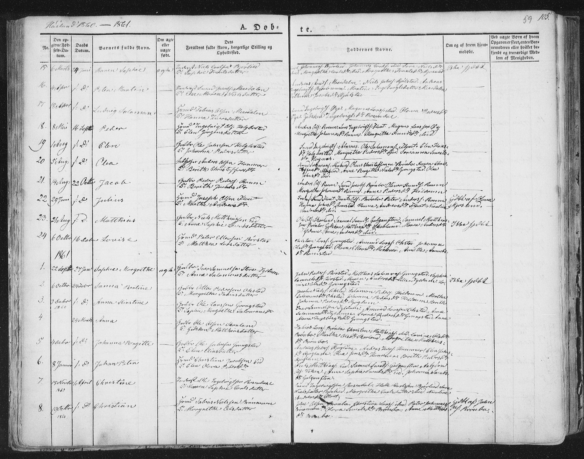 Ministerialprotokoller, klokkerbøker og fødselsregistre - Nord-Trøndelag, SAT/A-1458/758/L0513: Parish register (official) no. 758A02 /2, 1839-1868, p. 59