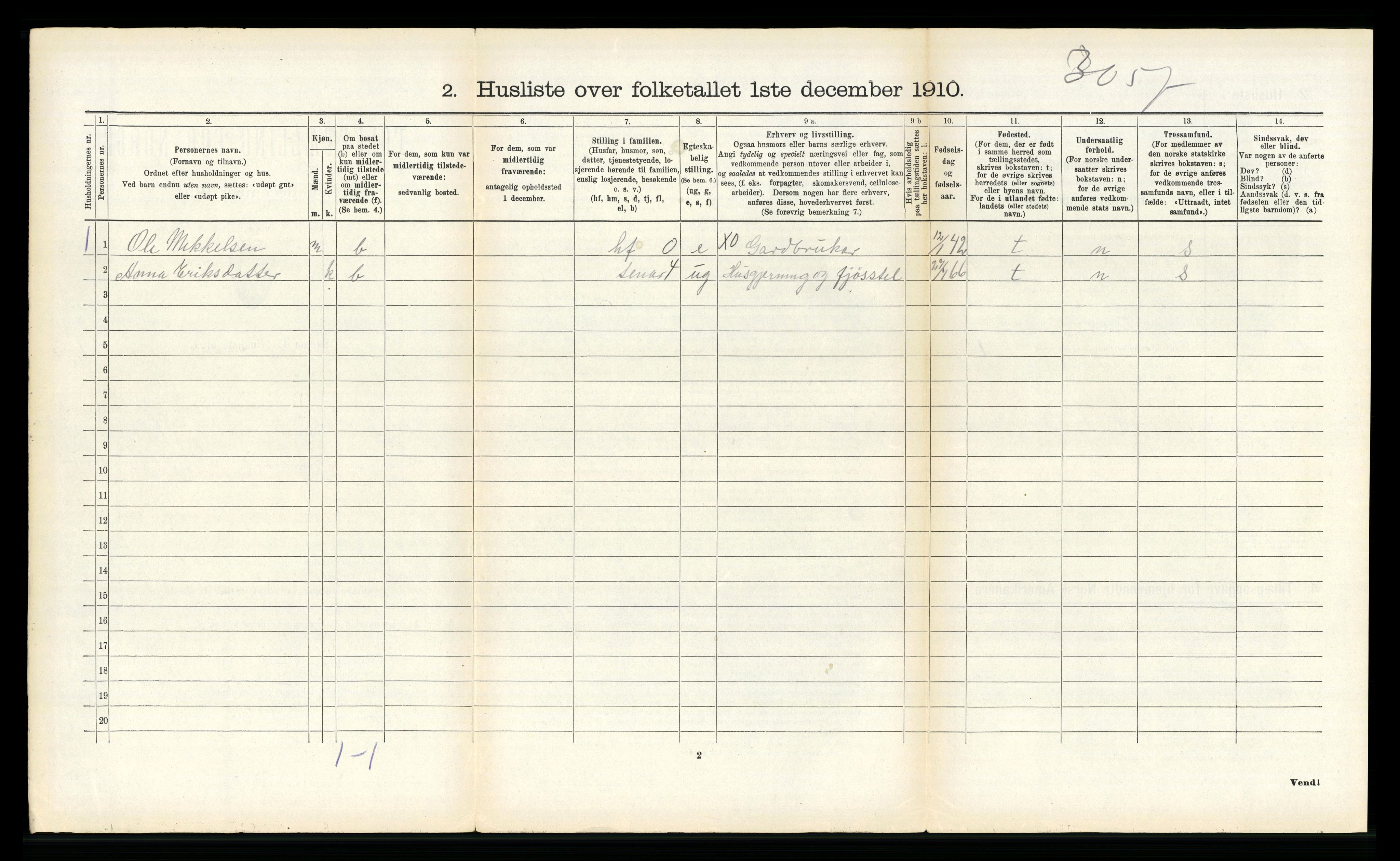 RA, 1910 census for Dverberg, 1910, p. 623