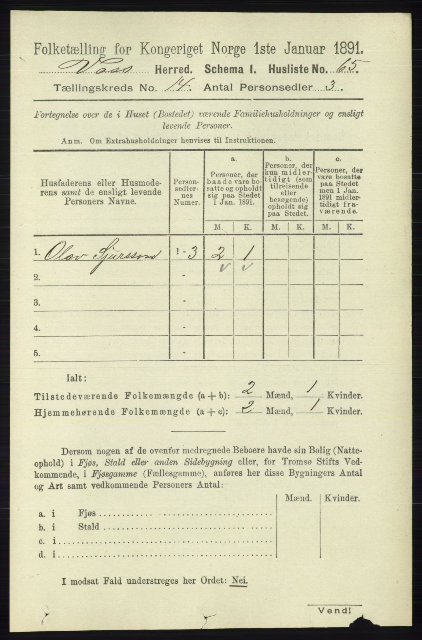 RA, 1891 census for 1235 Voss, 1891, p. 7247