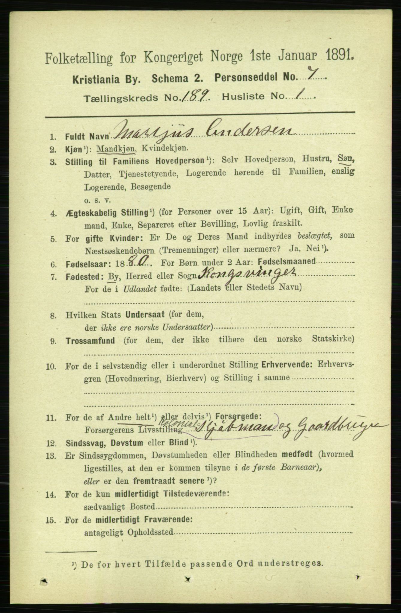 RA, 1891 census for 0301 Kristiania, 1891, p. 113196