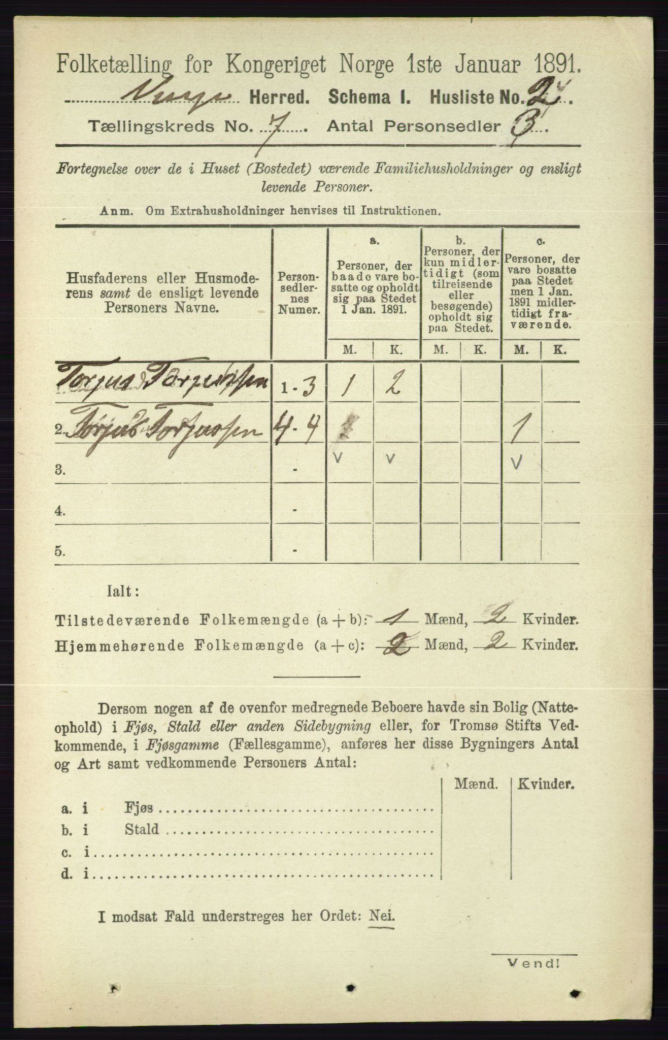 RA, 1891 census for 0834 Vinje, 1891, p. 1751