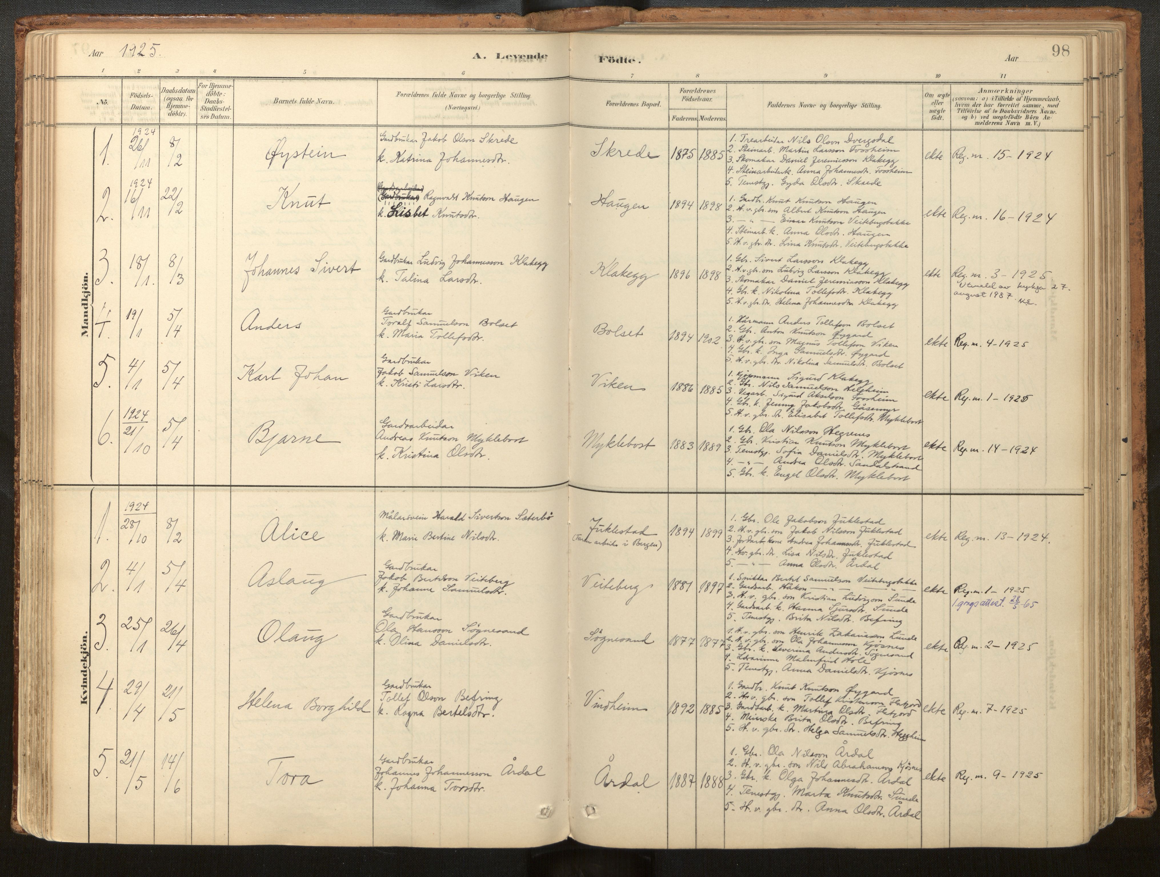 Jølster sokneprestembete, SAB/A-80701/H/Haa/Haac/L0001: Parish register (official) no. C 1, 1882-1928, p. 98