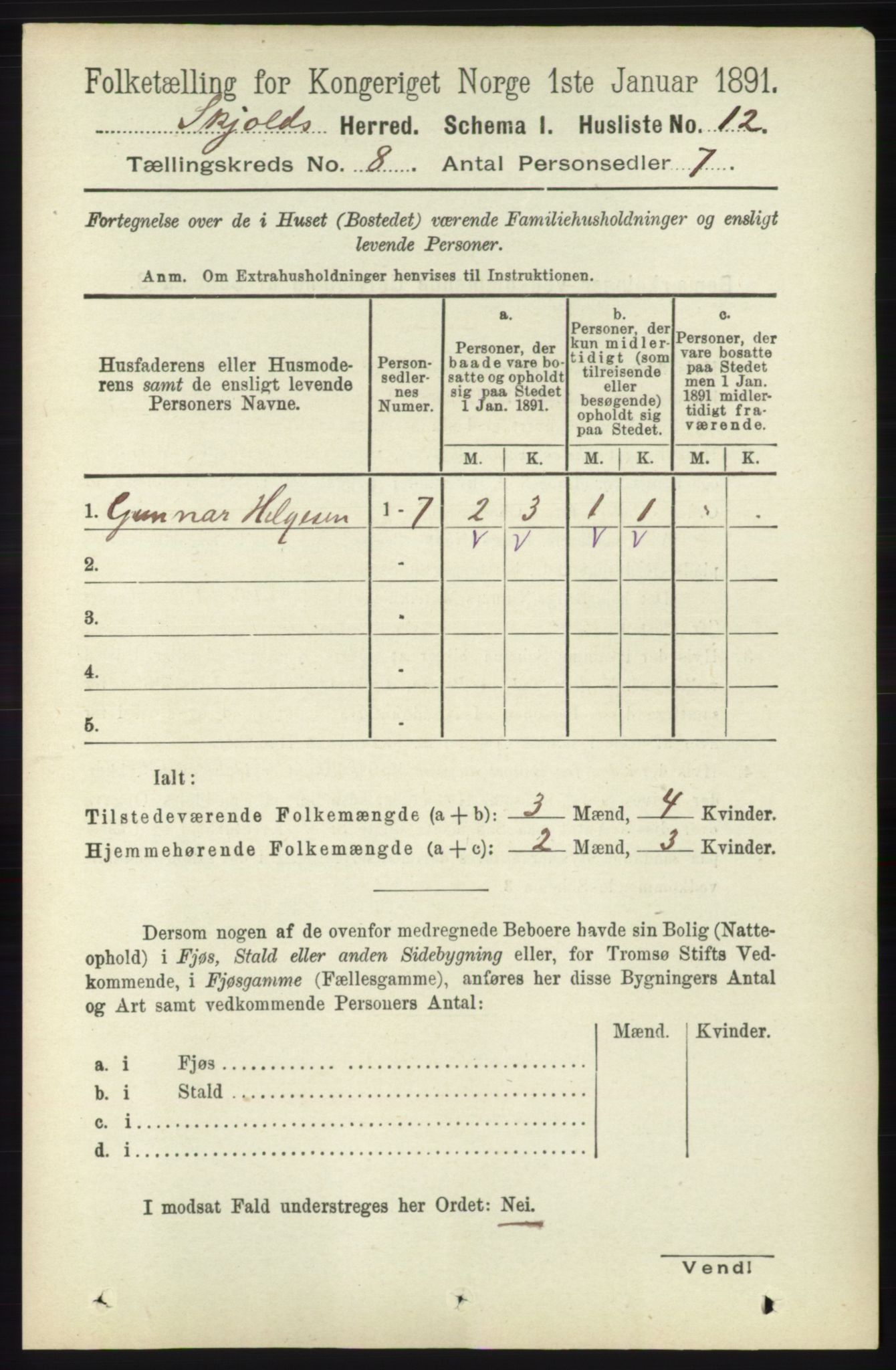 RA, 1891 census for 1154 Skjold, 1891, p. 1579