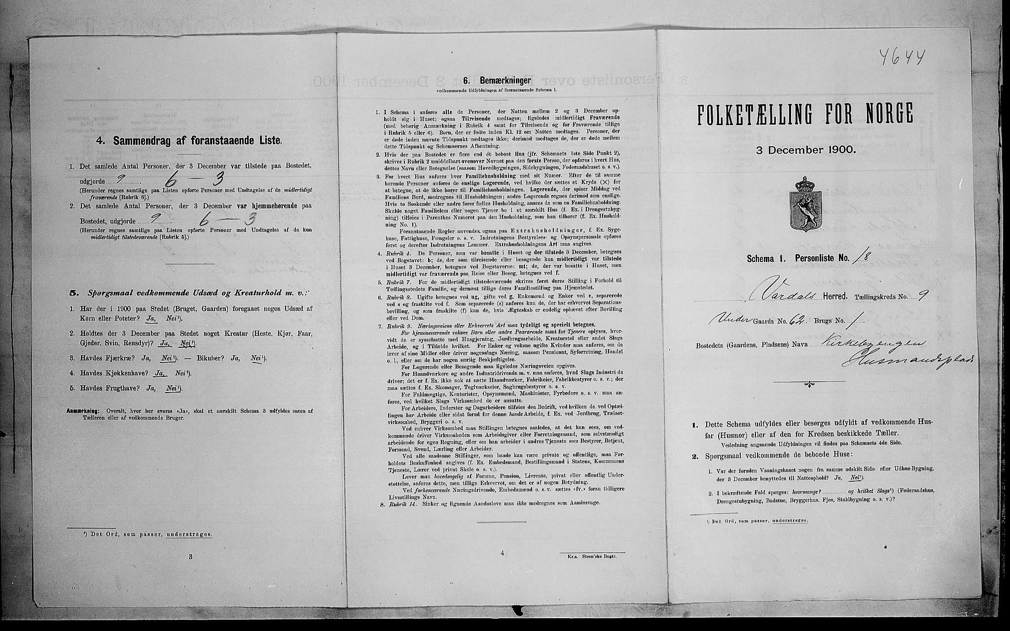 SAH, 1900 census for Vardal, 1900, p. 792