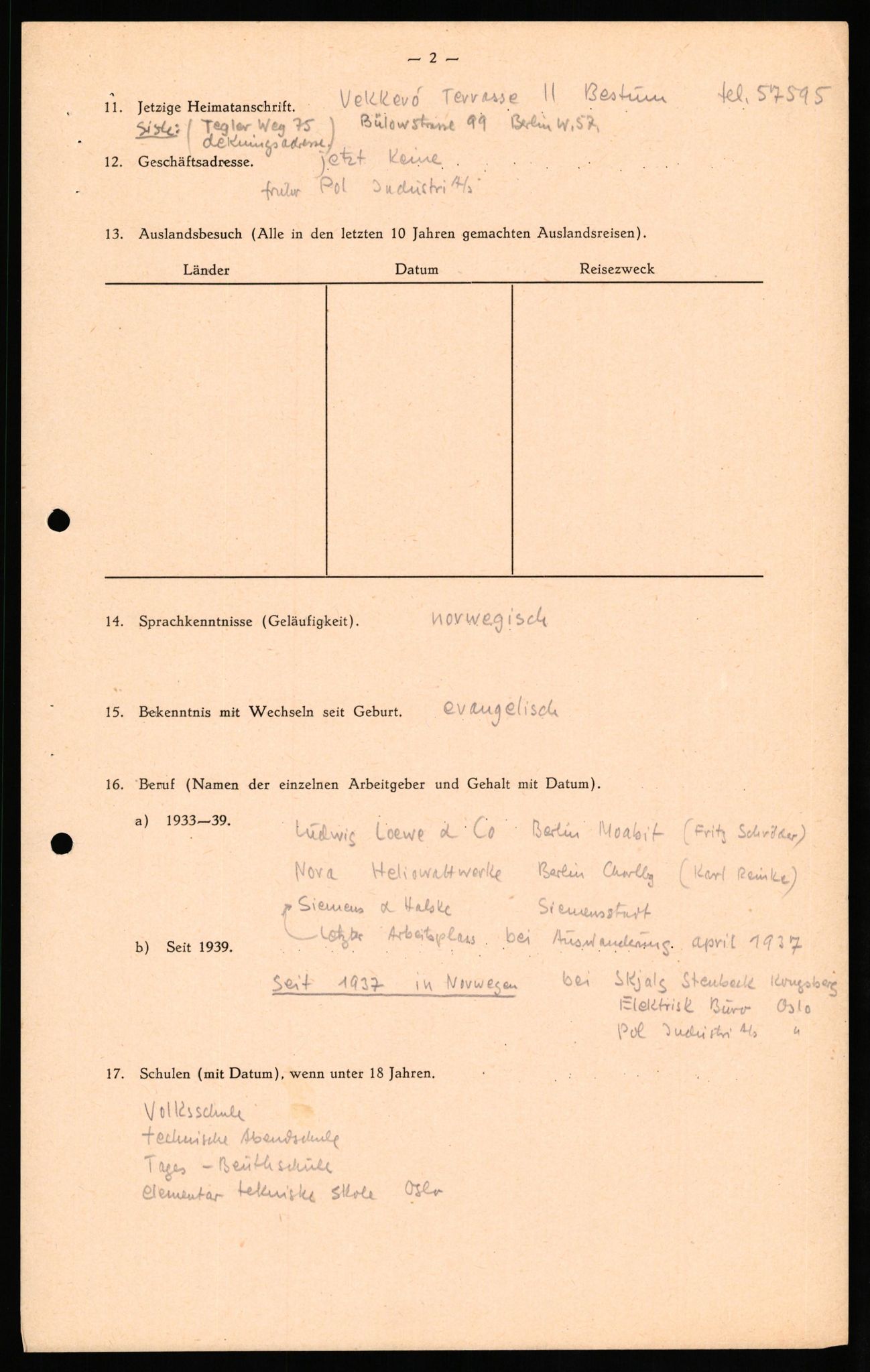 Forsvaret, Forsvarets overkommando II, AV/RA-RAFA-3915/D/Db/L0030: CI Questionaires. Tyske okkupasjonsstyrker i Norge. Tyskere., 1945-1946, p. 433