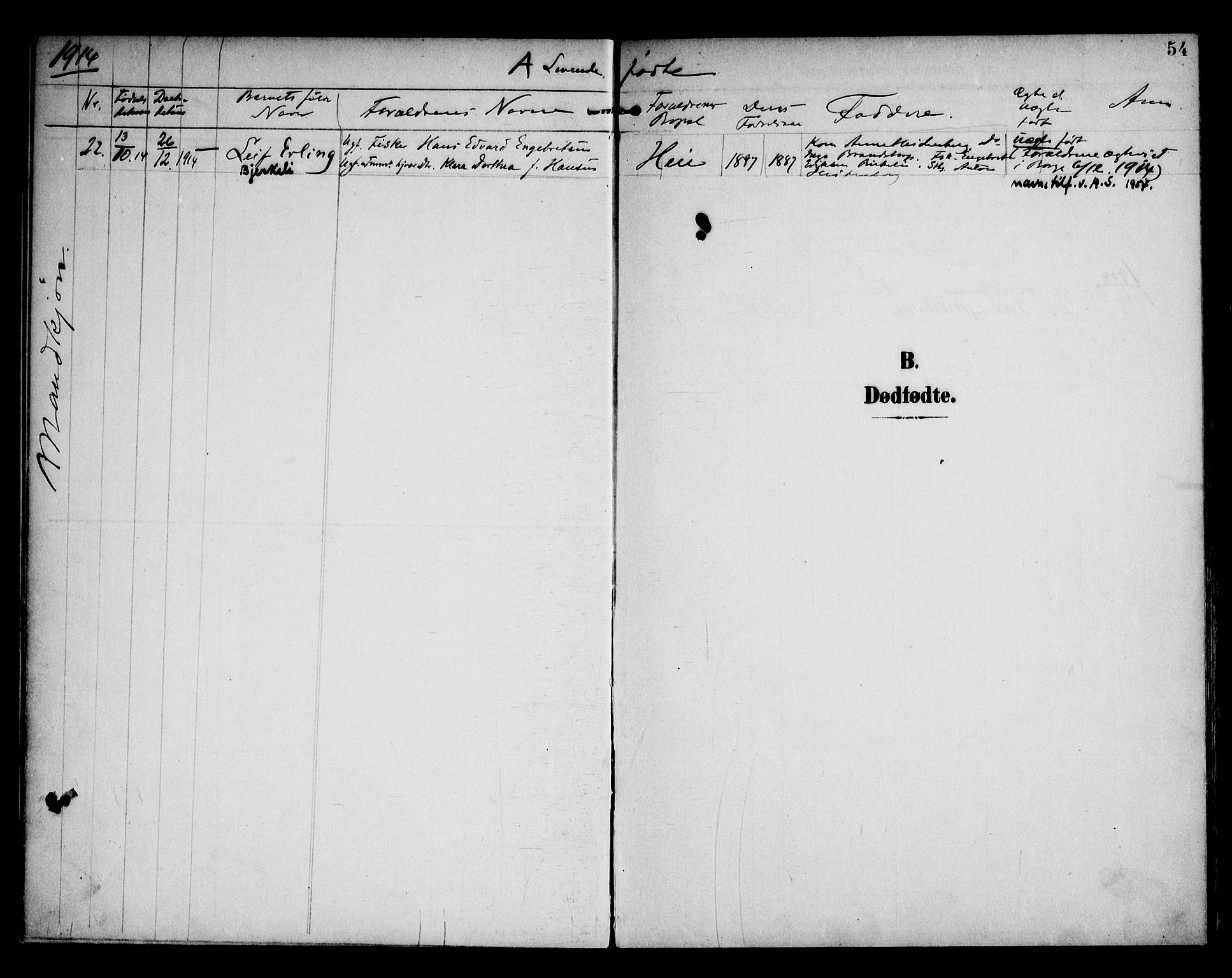 Borge prestekontor Kirkebøker, SAO/A-10903/F/Fb/L0004: Parish register (official) no. II 4, 1902-1914, p. 54