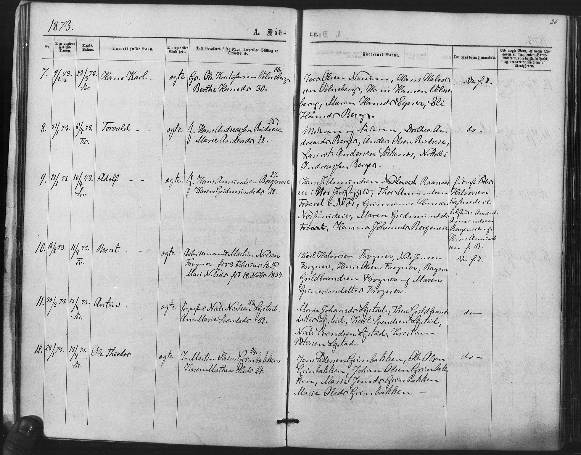 Sørum prestekontor Kirkebøker, AV/SAO-A-10303/F/Fa/L0006: Parish register (official) no. I 6, 1864-1877, p. 26