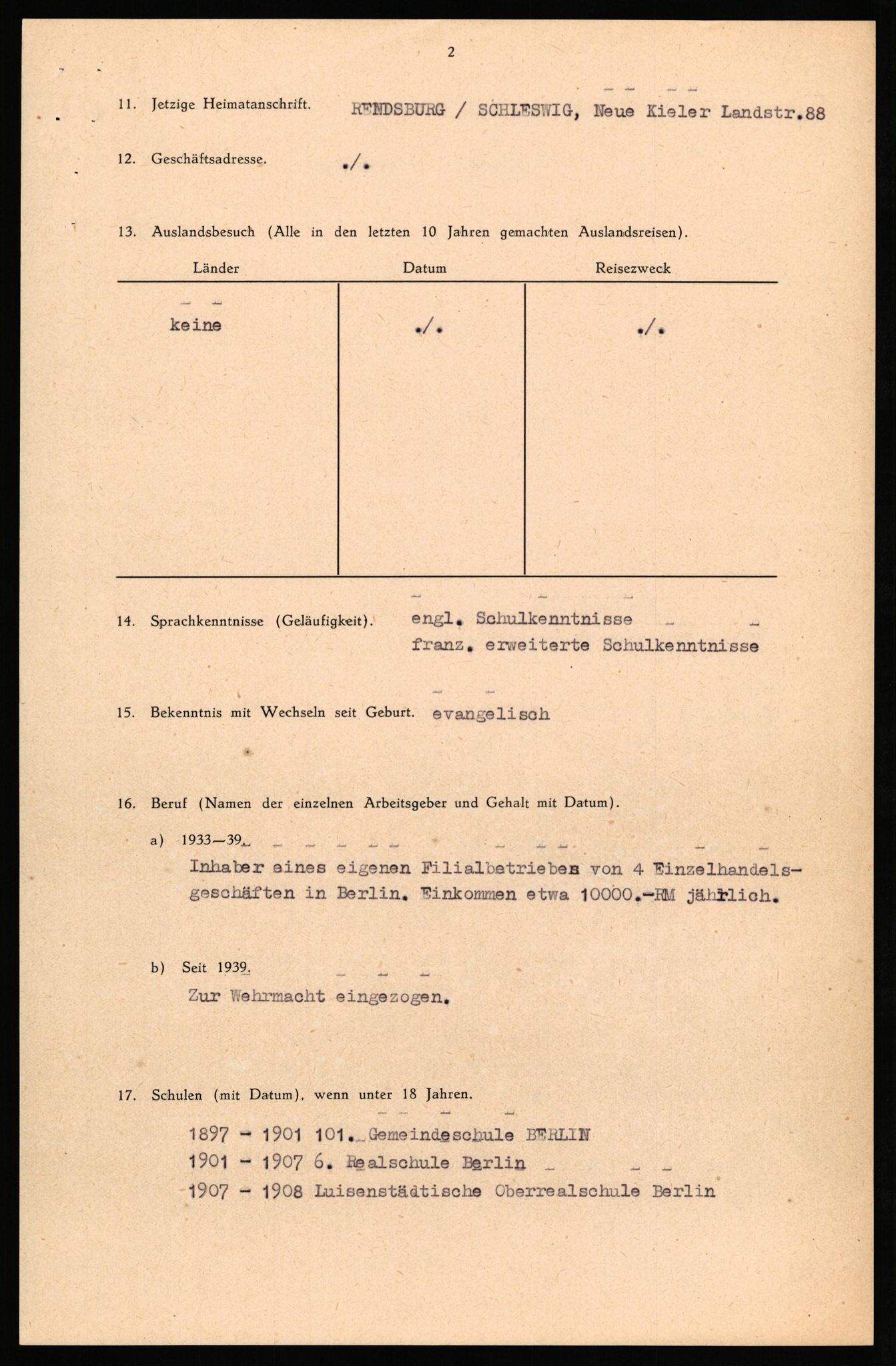 Forsvaret, Forsvarets overkommando II, AV/RA-RAFA-3915/D/Db/L0030: CI Questionaires. Tyske okkupasjonsstyrker i Norge. Tyskere., 1945-1946, p. 272