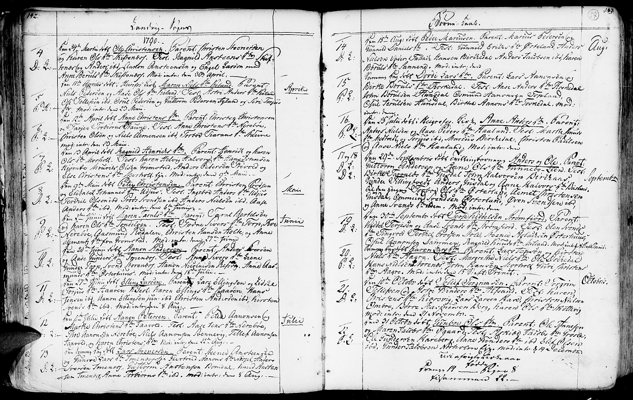 Hommedal sokneprestkontor, AV/SAK-1111-0023/F/Fa/Fab/L0002: Parish register (official) no. A 2 /1, 1741-1848, p. 57