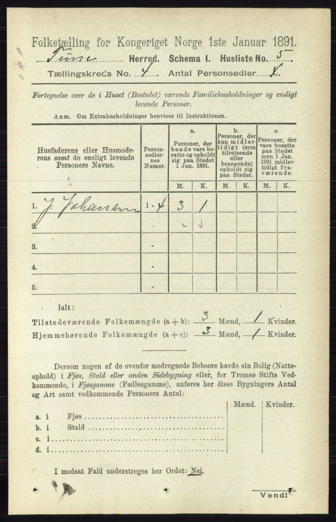 RA, 1891 census for 0130 Tune, 1891, p. 2041