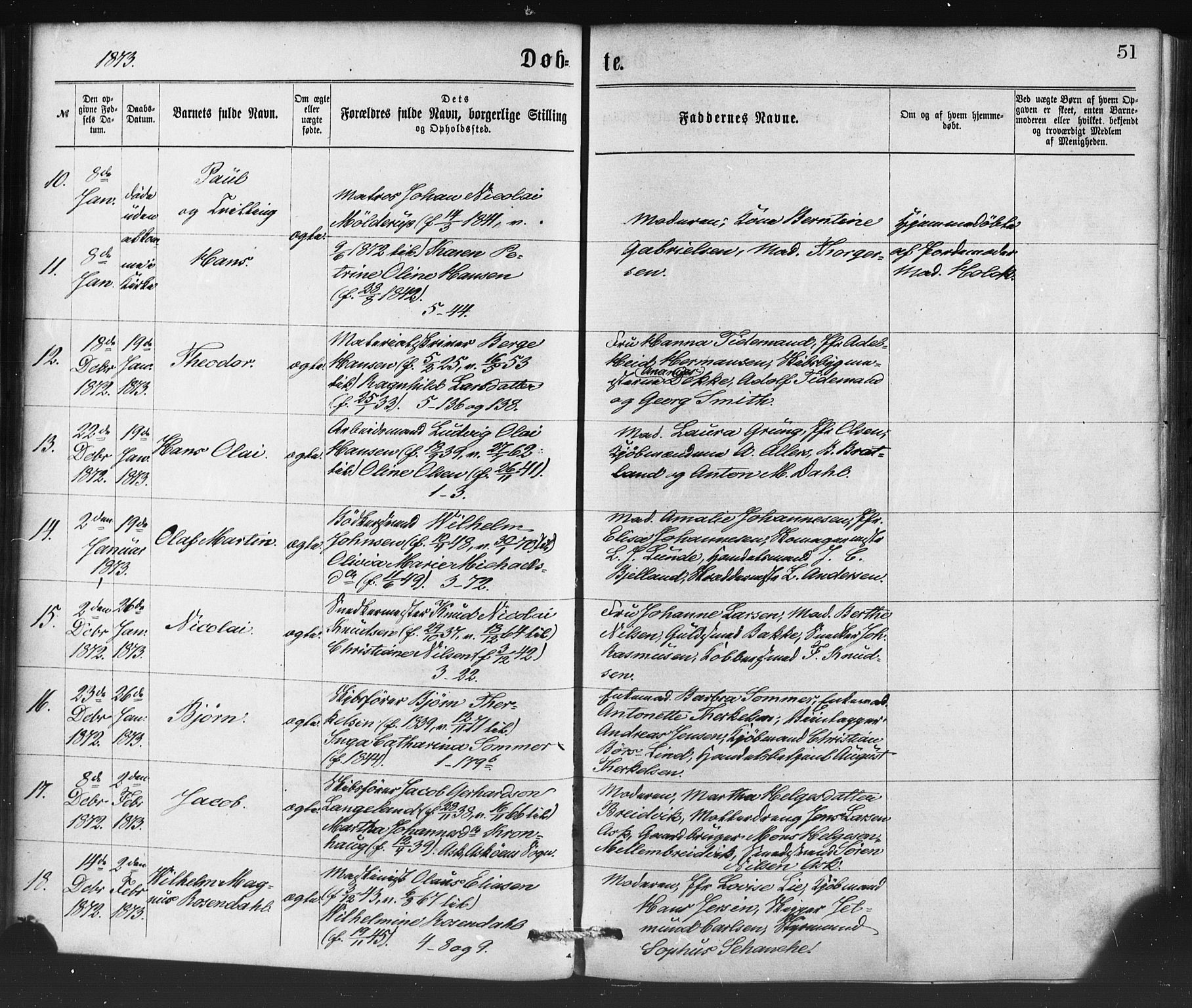 Nykirken Sokneprestembete, AV/SAB-A-77101/H/Haa/L0016: Parish register (official) no. B 3, 1870-1884, p. 51