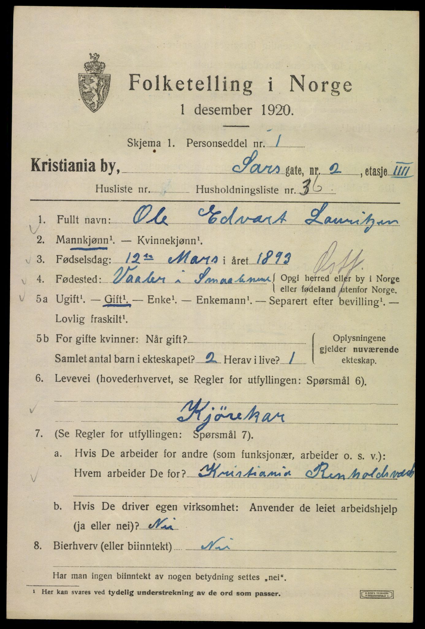 SAO, 1920 census for Kristiania, 1920, p. 486495