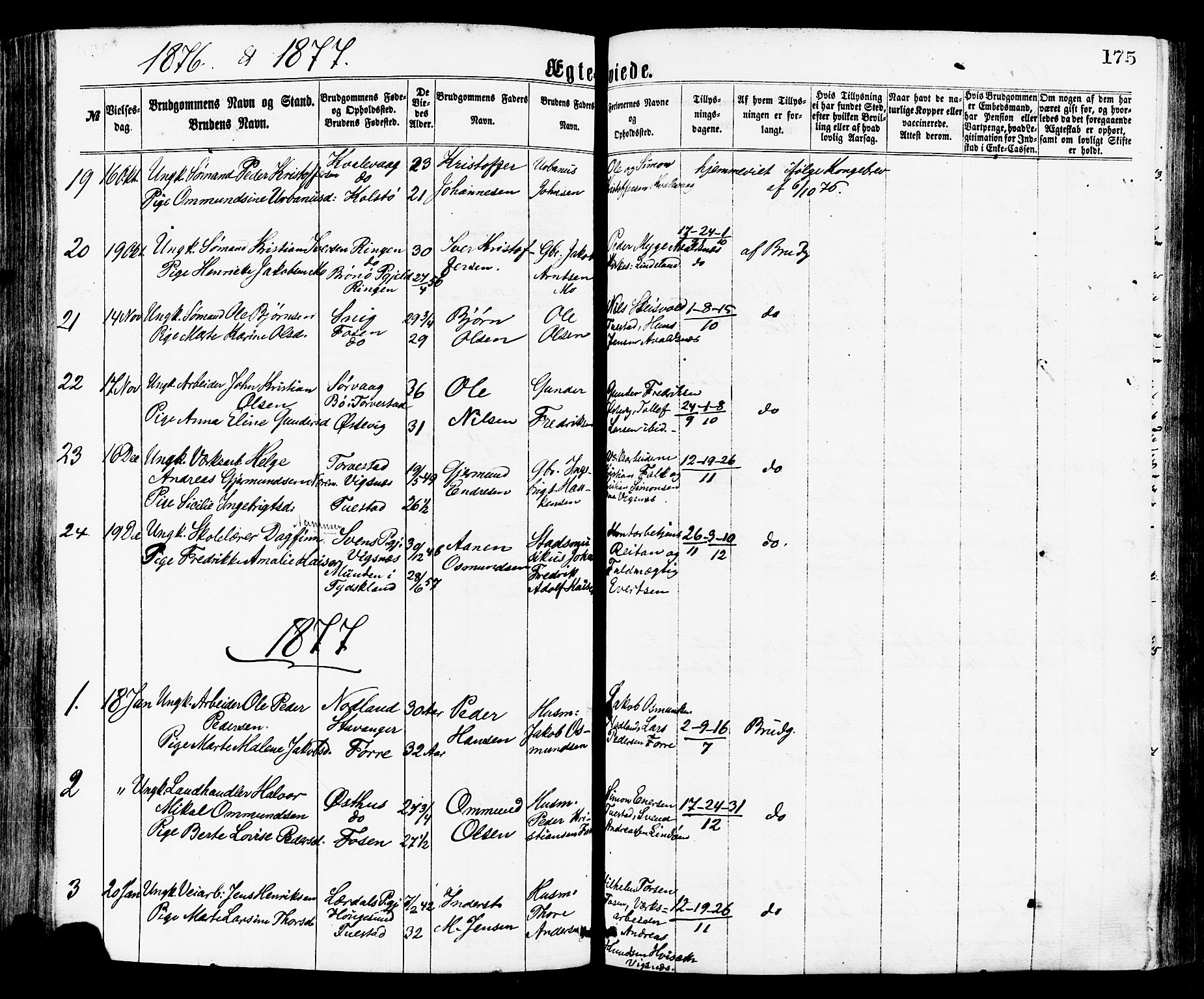 Avaldsnes sokneprestkontor, SAST/A -101851/H/Ha/Haa/L0012: Parish register (official) no. A 12, 1865-1880, p. 175