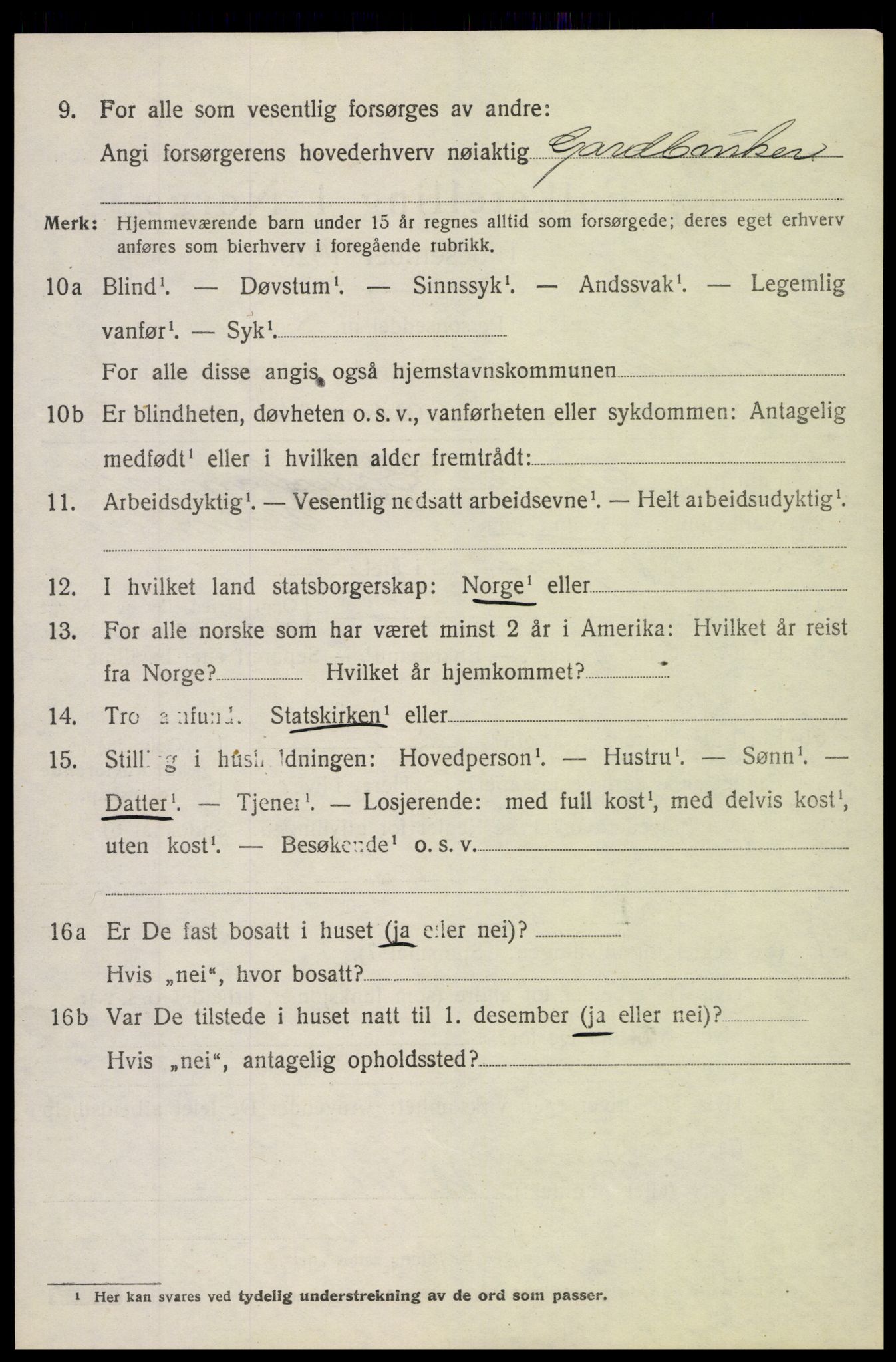 SAH, 1920 census for Nordre Land, 1920, p. 5639