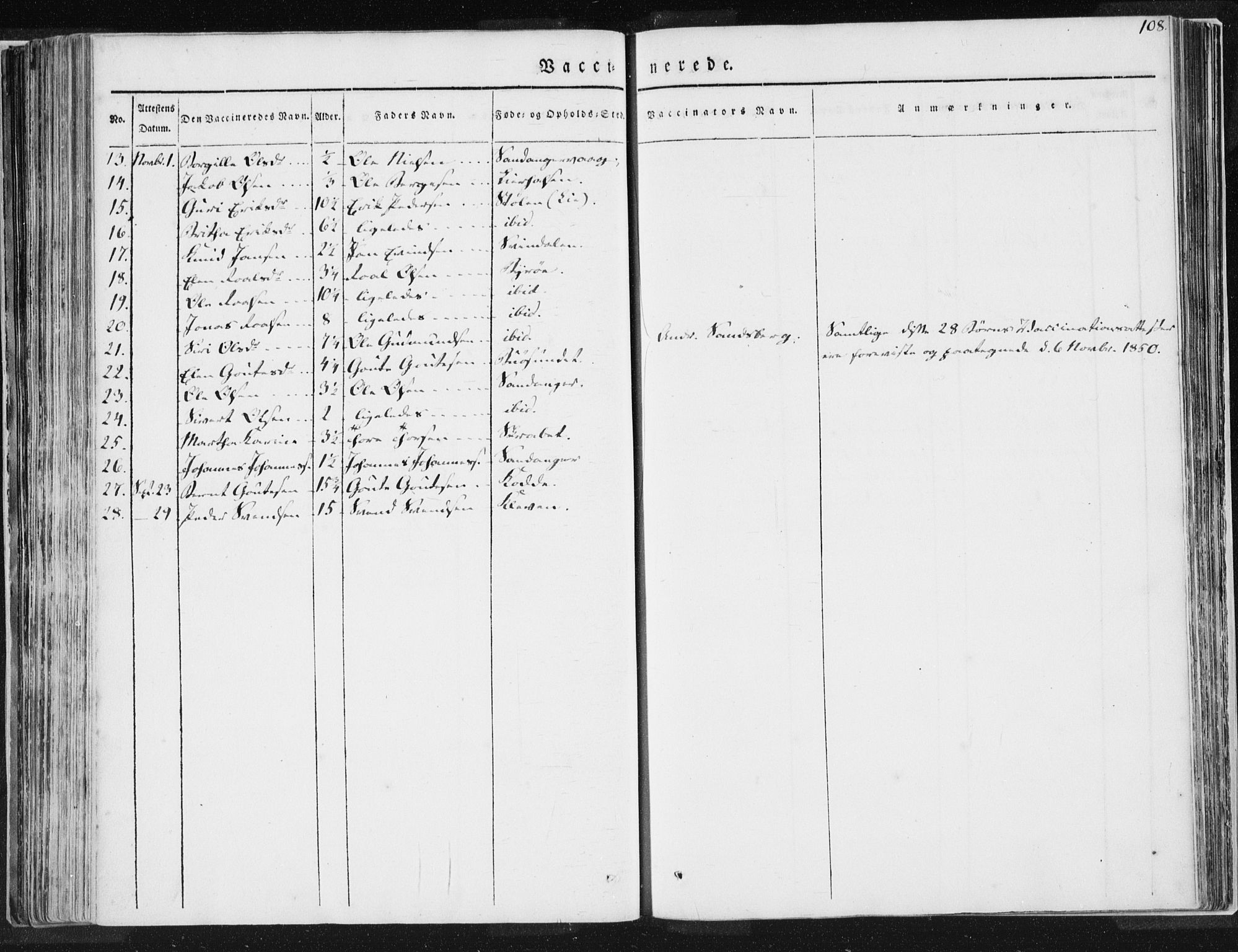 Hjelmeland sokneprestkontor, SAST/A-101843/01/IV/L0007: Parish register (official) no. A 7, 1834-1850, p. 108