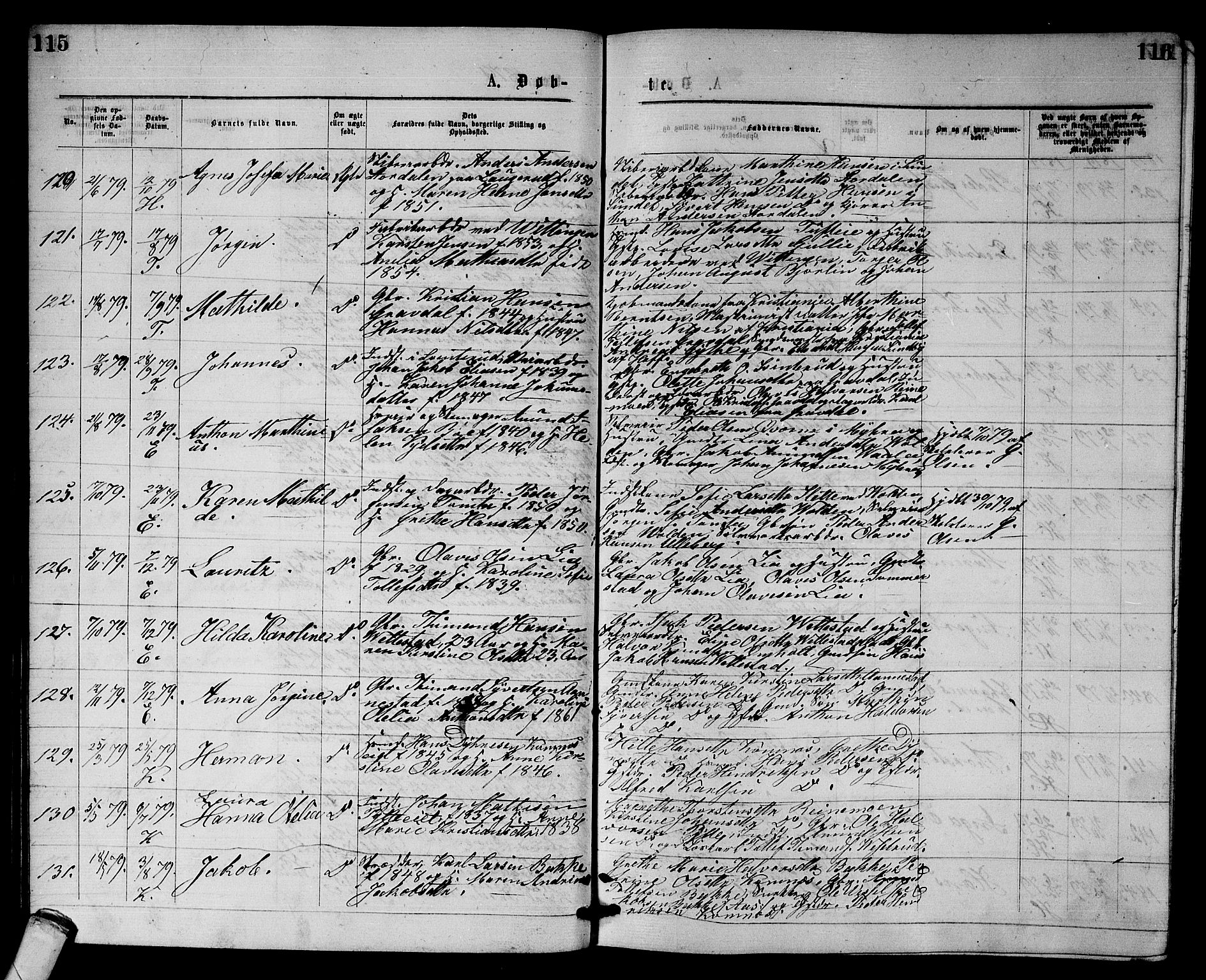 Sandsvær kirkebøker, AV/SAKO-A-244/G/Gb/L0001: Parish register (copy) no. II 1, 1874-1885, p. 115-116