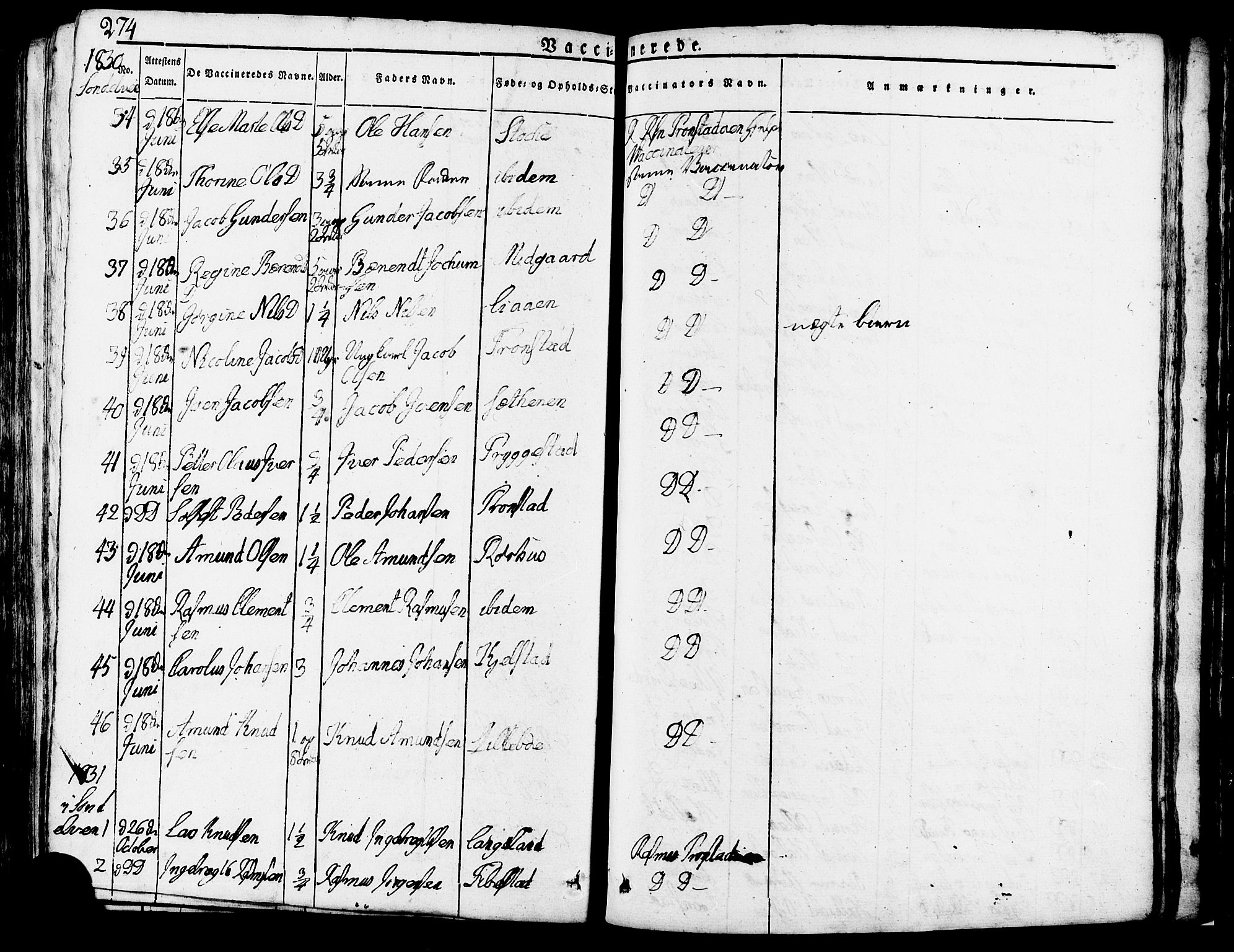 Ministerialprotokoller, klokkerbøker og fødselsregistre - Møre og Romsdal, SAT/A-1454/517/L0221: Parish register (official) no. 517A01, 1827-1858, p. 274