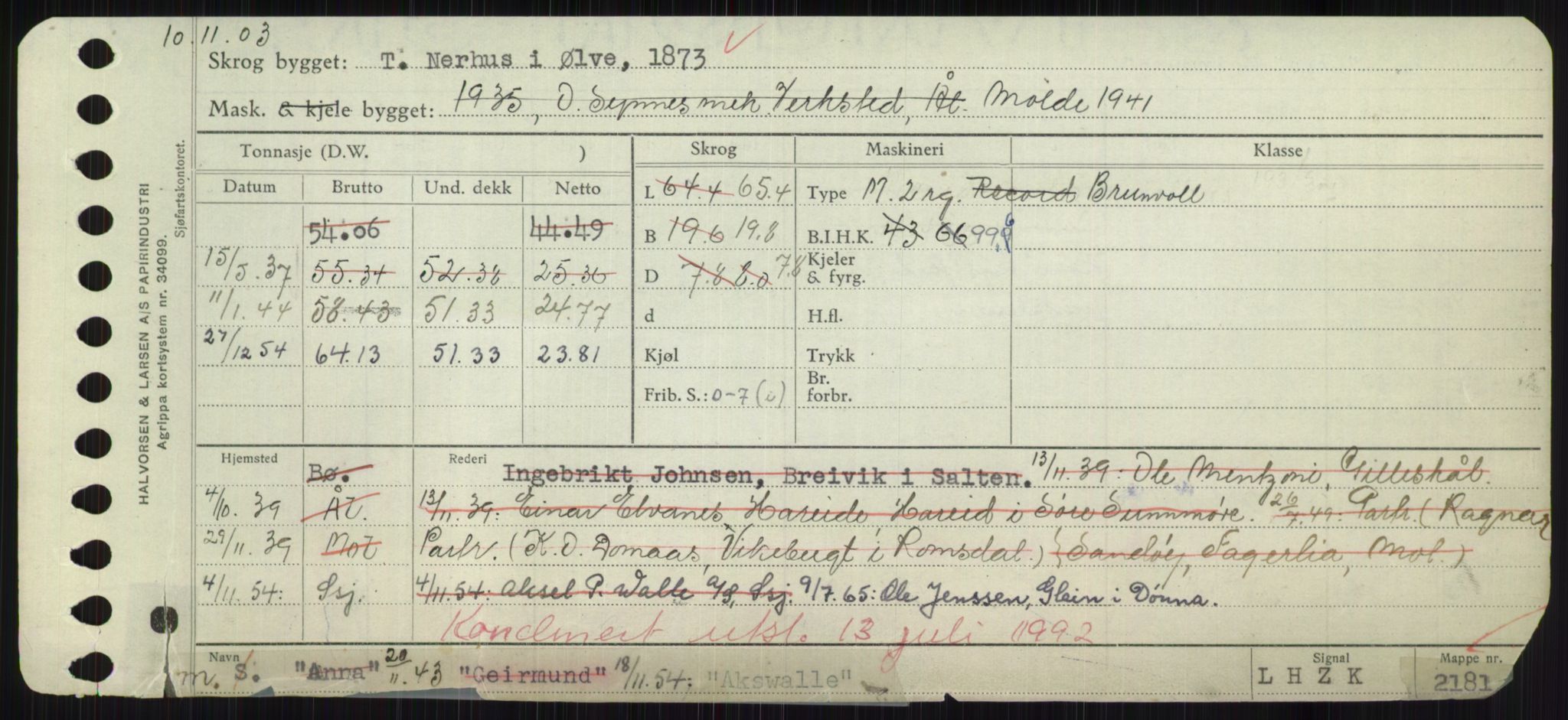 Sjøfartsdirektoratet med forløpere, Skipsmålingen, RA/S-1627/H/Hd/L0001: Fartøy, A-Anv, p. 217