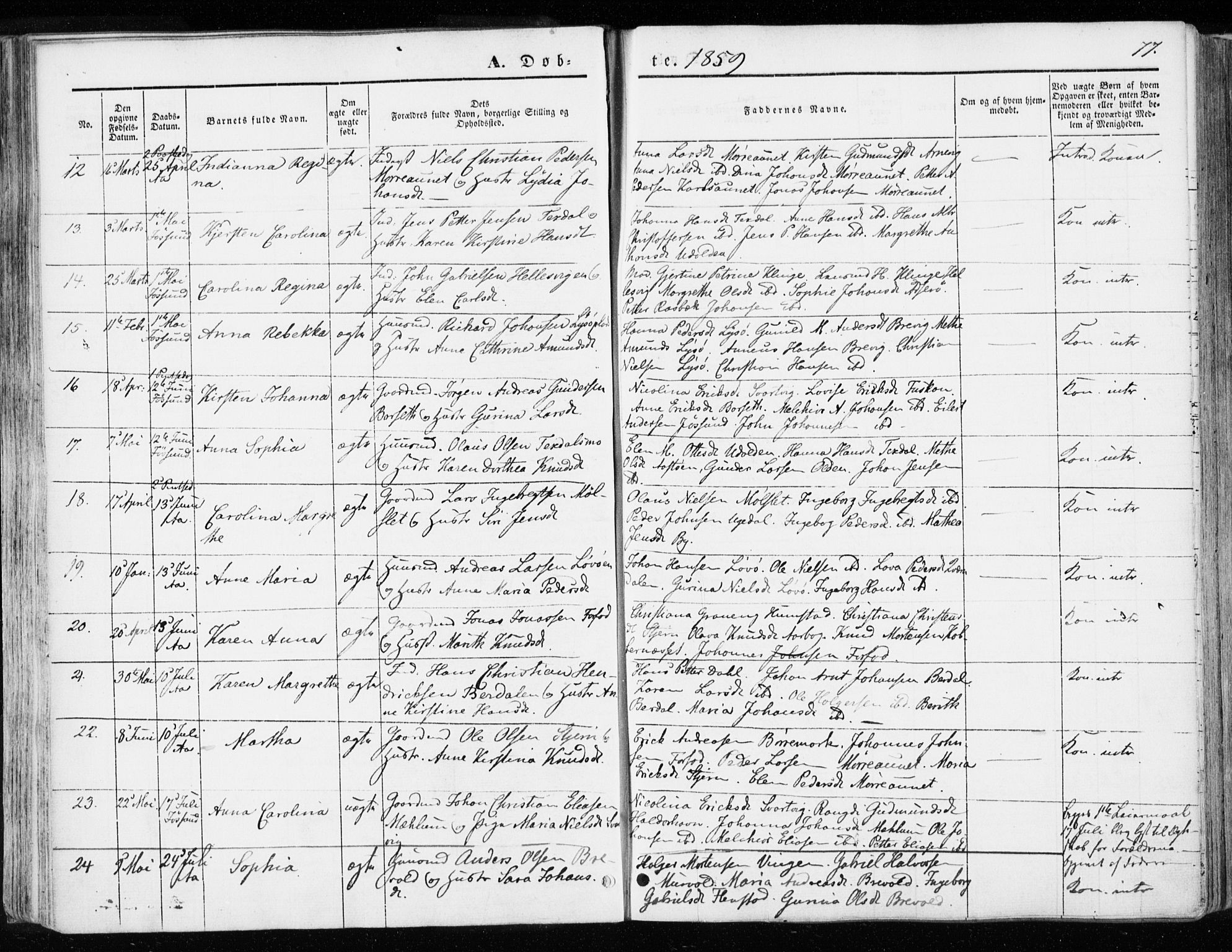Ministerialprotokoller, klokkerbøker og fødselsregistre - Sør-Trøndelag, SAT/A-1456/655/L0677: Parish register (official) no. 655A06, 1847-1860, p. 77