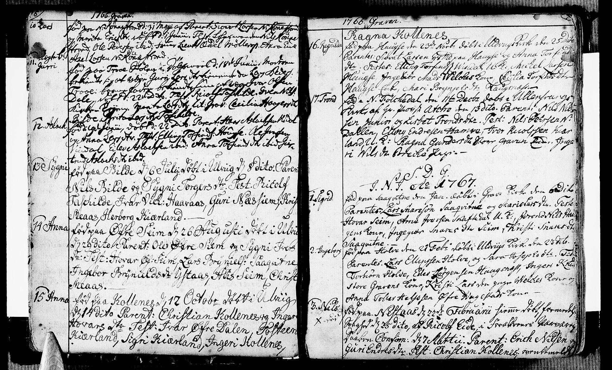 Ulvik sokneprestembete, SAB/A-78801/H/Haa: Parish register (official) no. A 7, 1761-1792, p. 16-17