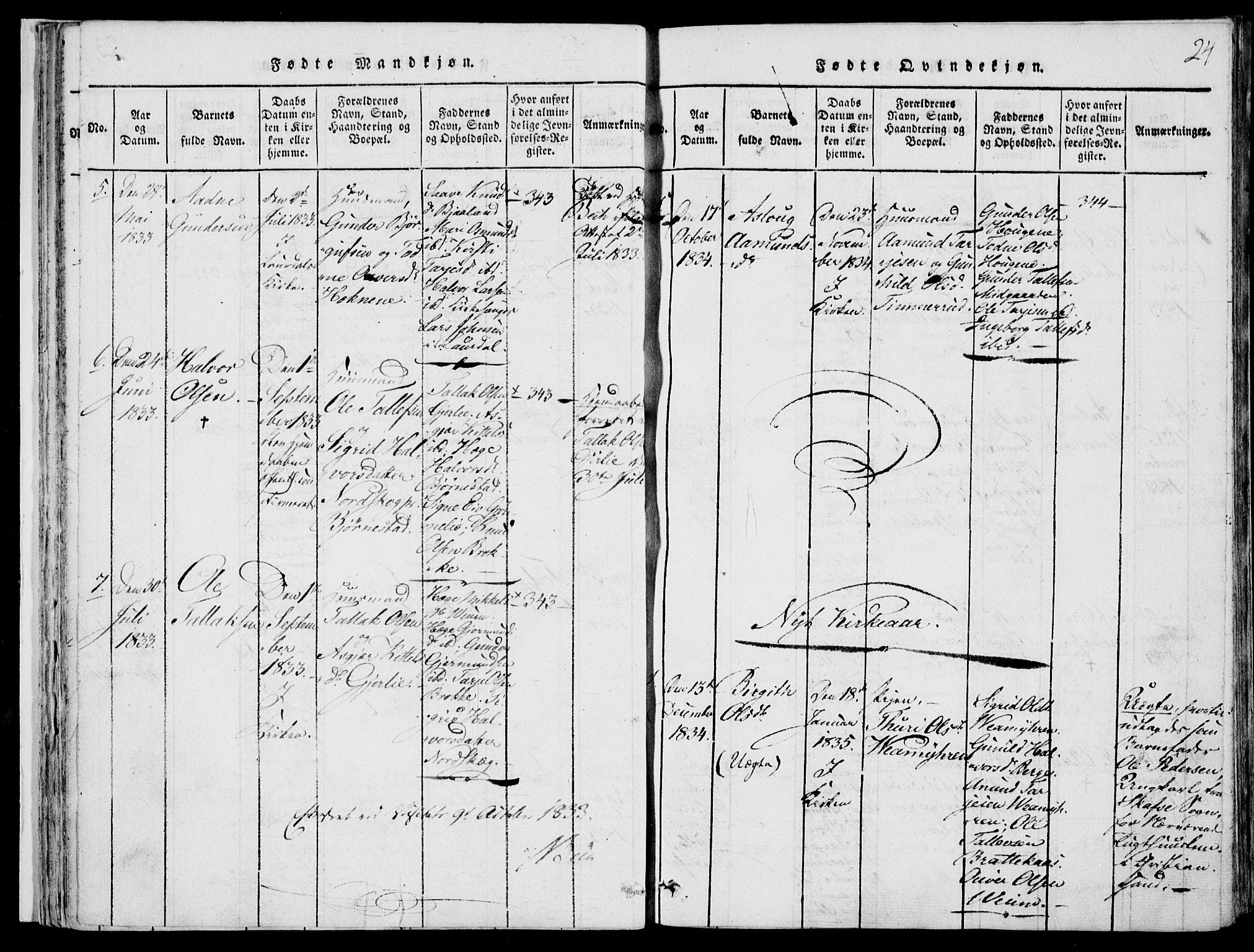 Fyresdal kirkebøker, SAKO/A-263/F/Fb/L0001: Parish register (official) no. II 1, 1815-1854, p. 24