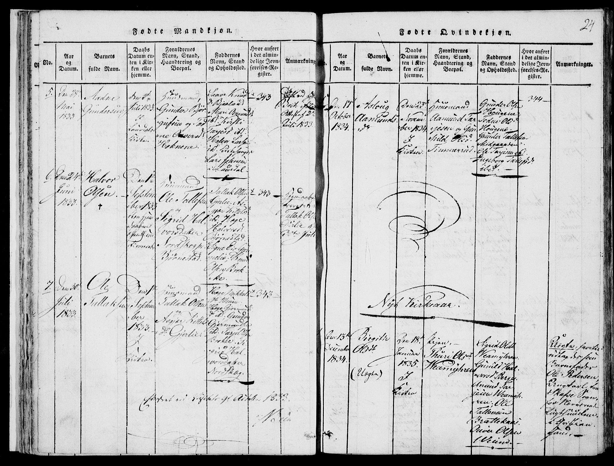 Fyresdal kirkebøker, AV/SAKO-A-263/F/Fb/L0001: Parish register (official) no. II 1, 1815-1854, p. 24