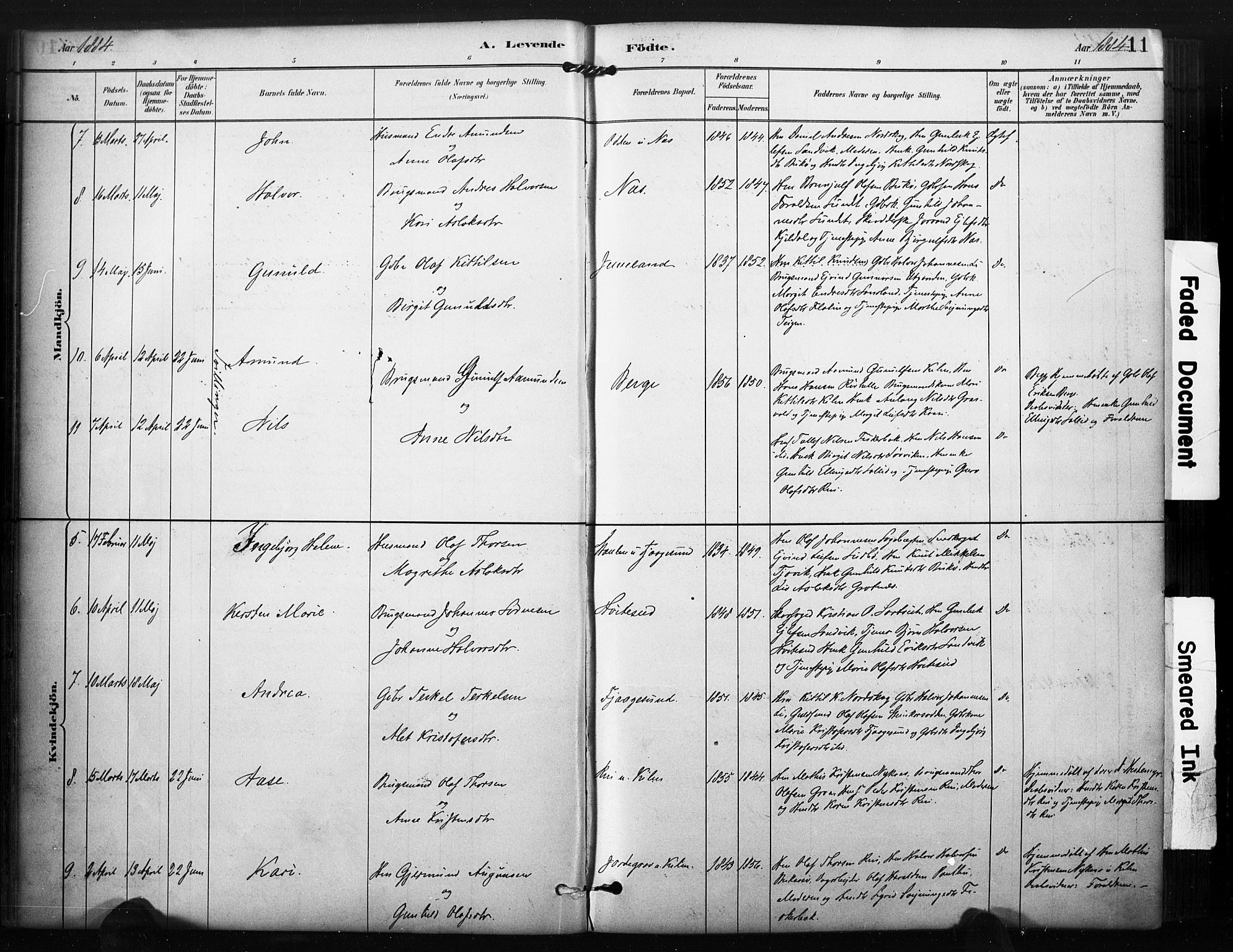 Kviteseid kirkebøker, SAKO/A-276/F/Fa/L0008: Parish register (official) no. I 8, 1882-1903, p. 11
