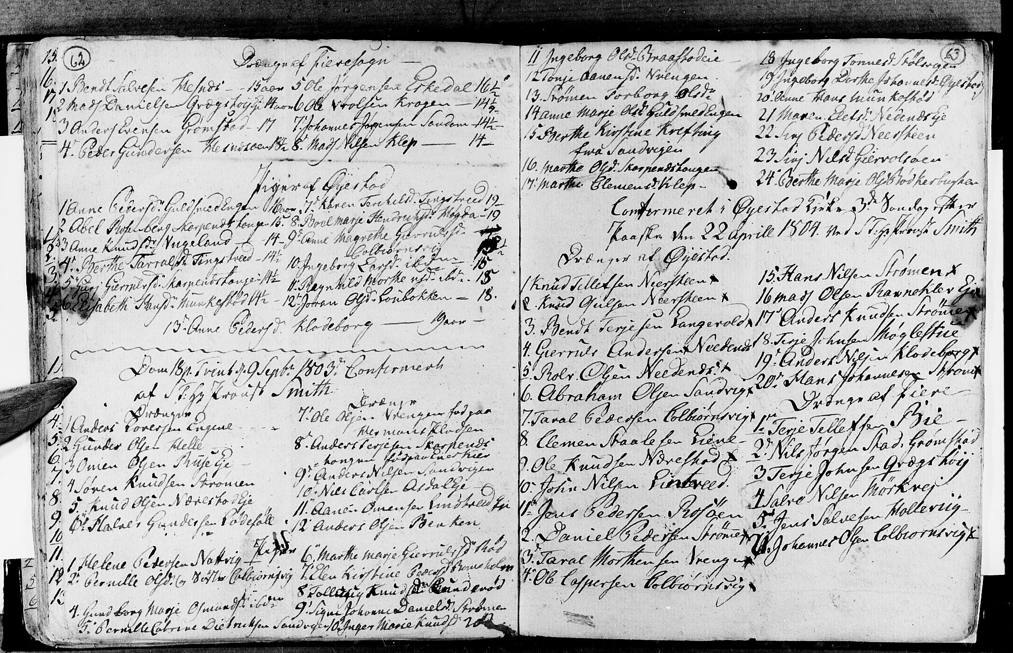 Øyestad sokneprestkontor, AV/SAK-1111-0049/F/Fa/L0010: Parish register (official) no. A 10, 1774-1810, p. 62-63