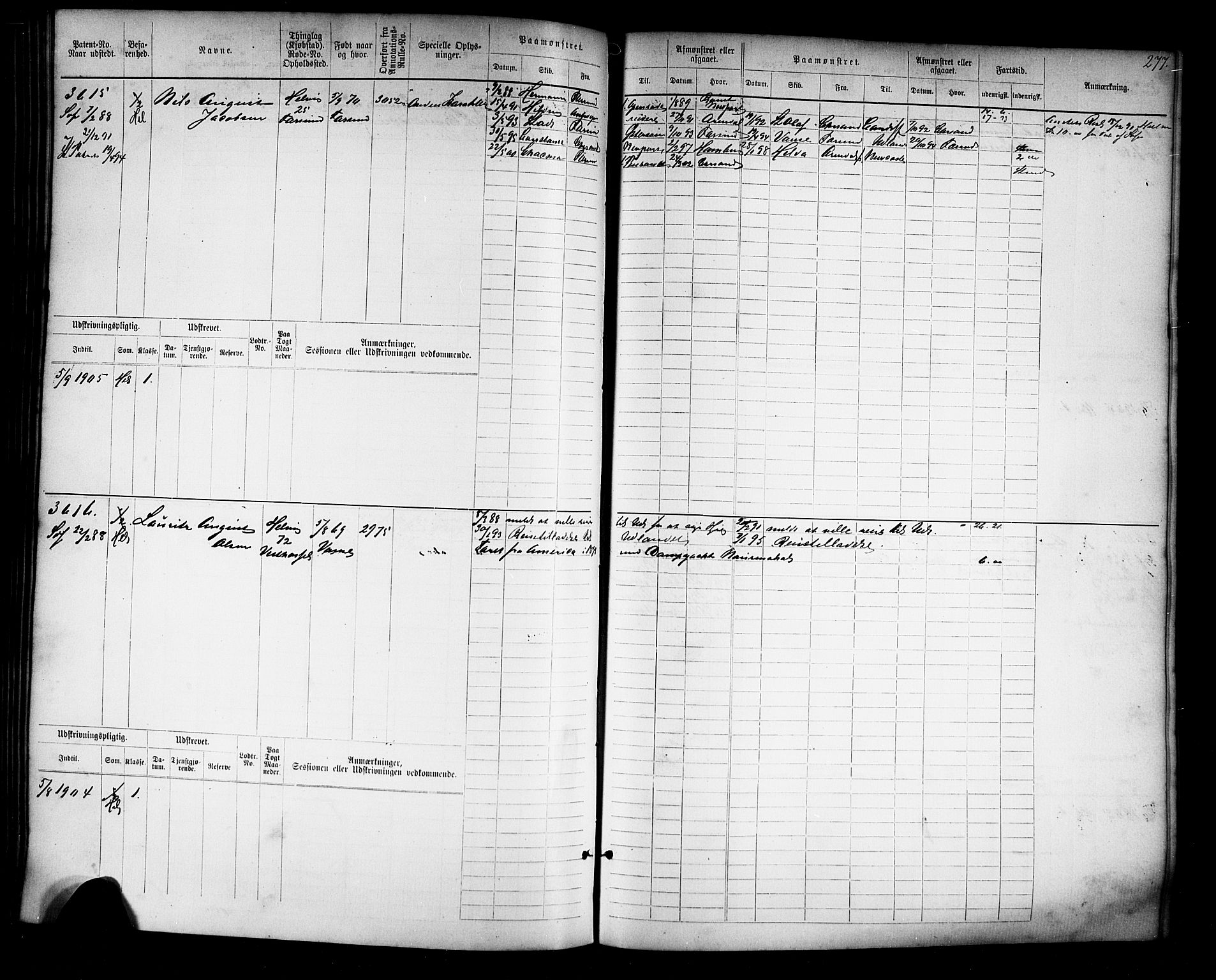 Farsund mønstringskrets, SAK/2031-0017/F/Fb/L0019: Hovedrulle nr 3067-3832, Z-11, 1882-1922, p. 281