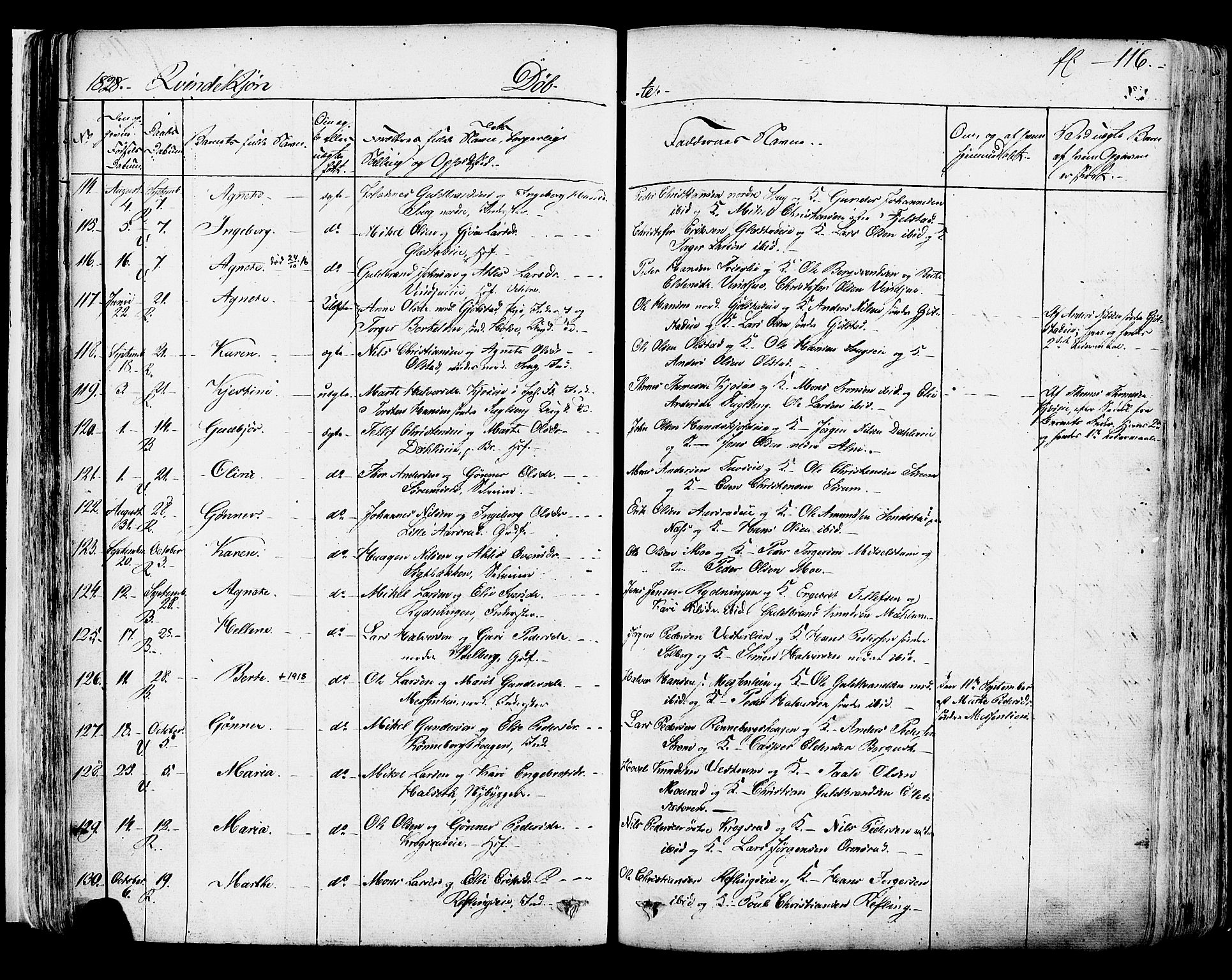 Ringsaker prestekontor, SAH/PREST-014/K/Ka/L0007: Parish register (official) no. 7A, 1826-1837, p. 116