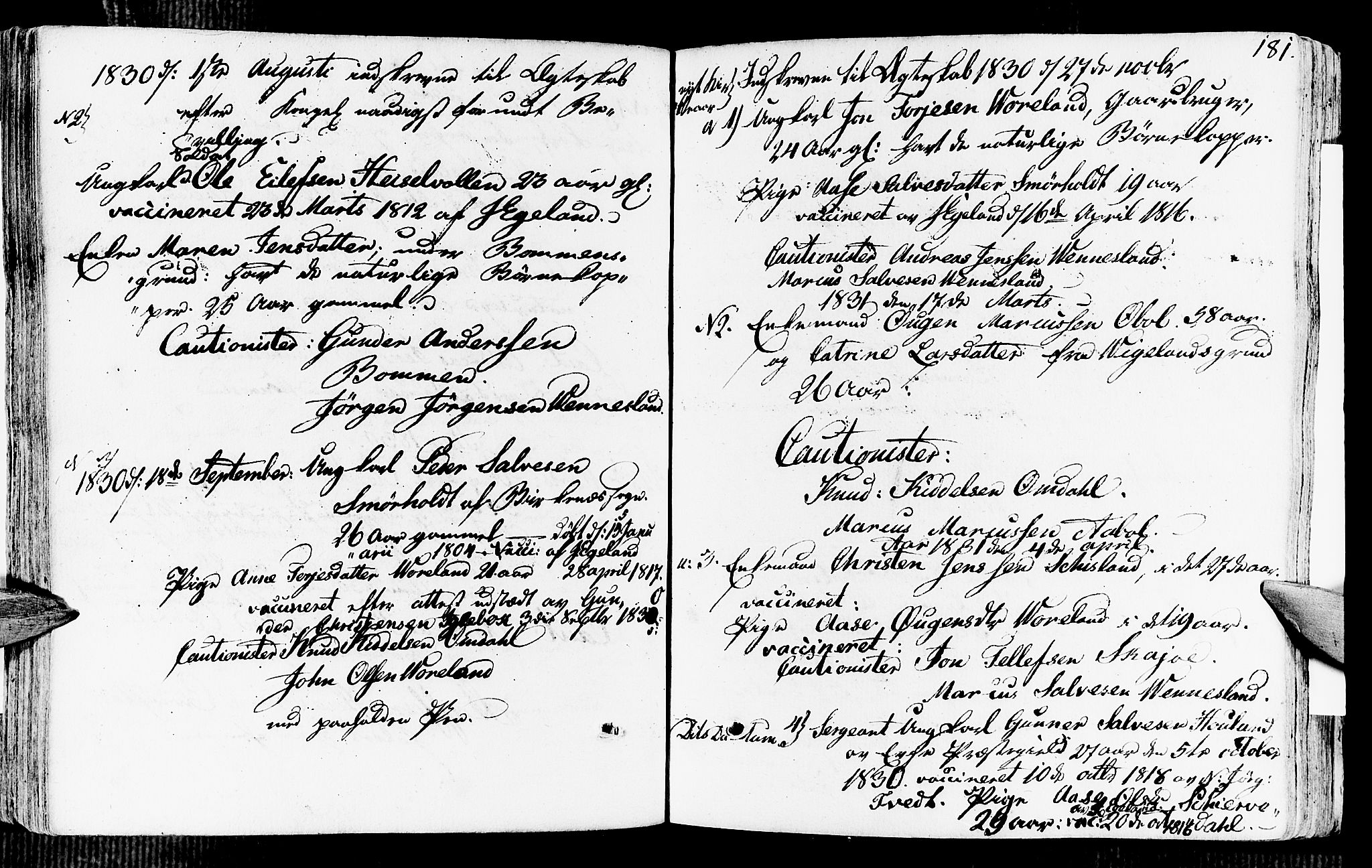 Vennesla sokneprestkontor, SAK/1111-0045/Fa/Fab/L0002: Parish register (official) no. A 2, 1794-1834, p. 181