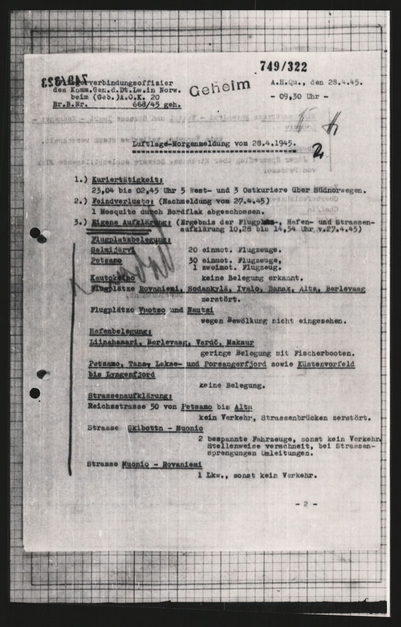 Forsvarets Overkommando. 2 kontor. Arkiv 11.4. Spredte tyske arkivsaker, AV/RA-RAFA-7031/D/Dar/Dara/L0009: Krigsdagbøker for 20. Gebirgs-Armee-Oberkommando (AOK 20), 1940-1945, p. 483