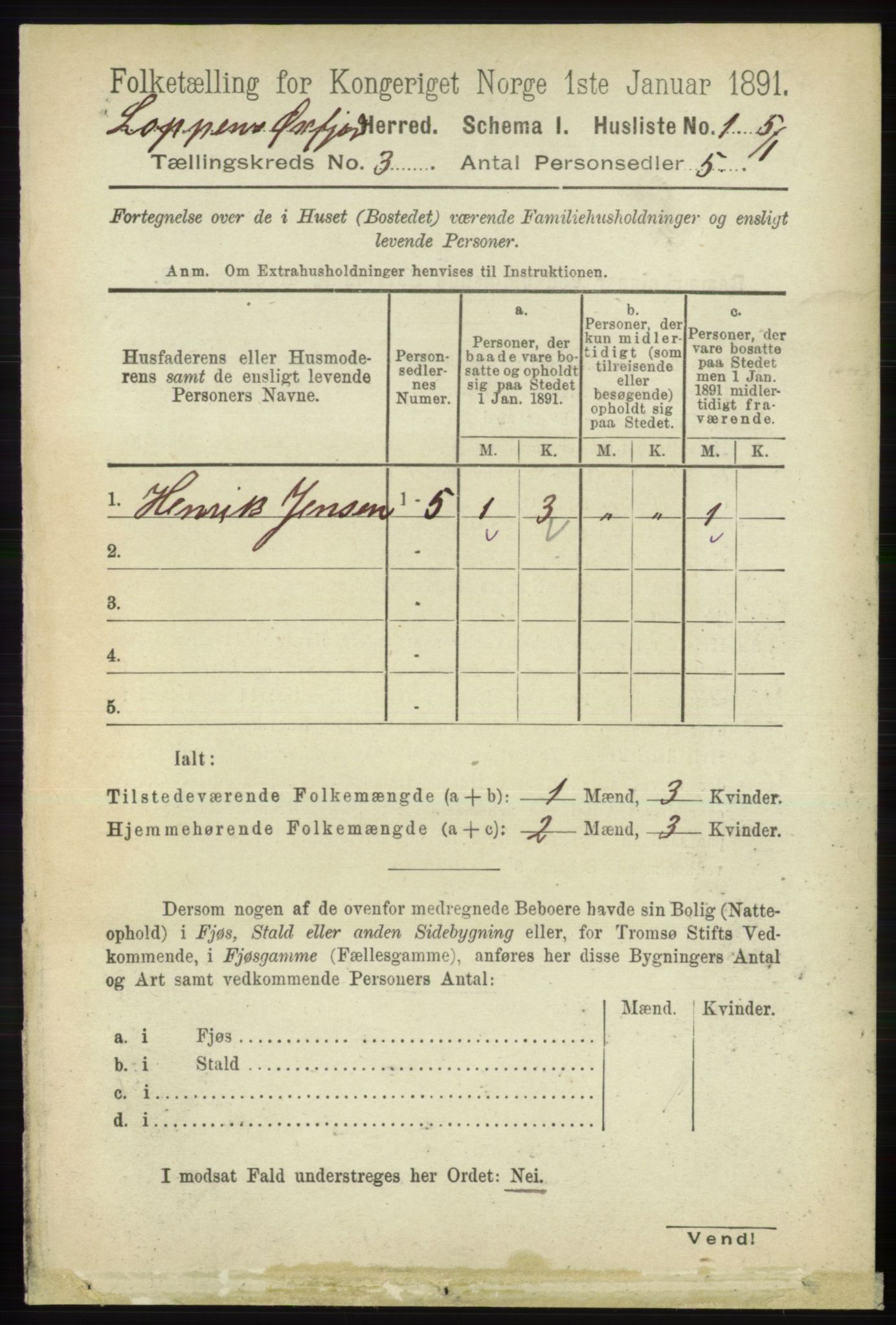 RA, 1891 census for 2014 Loppa, 1891, p. 649