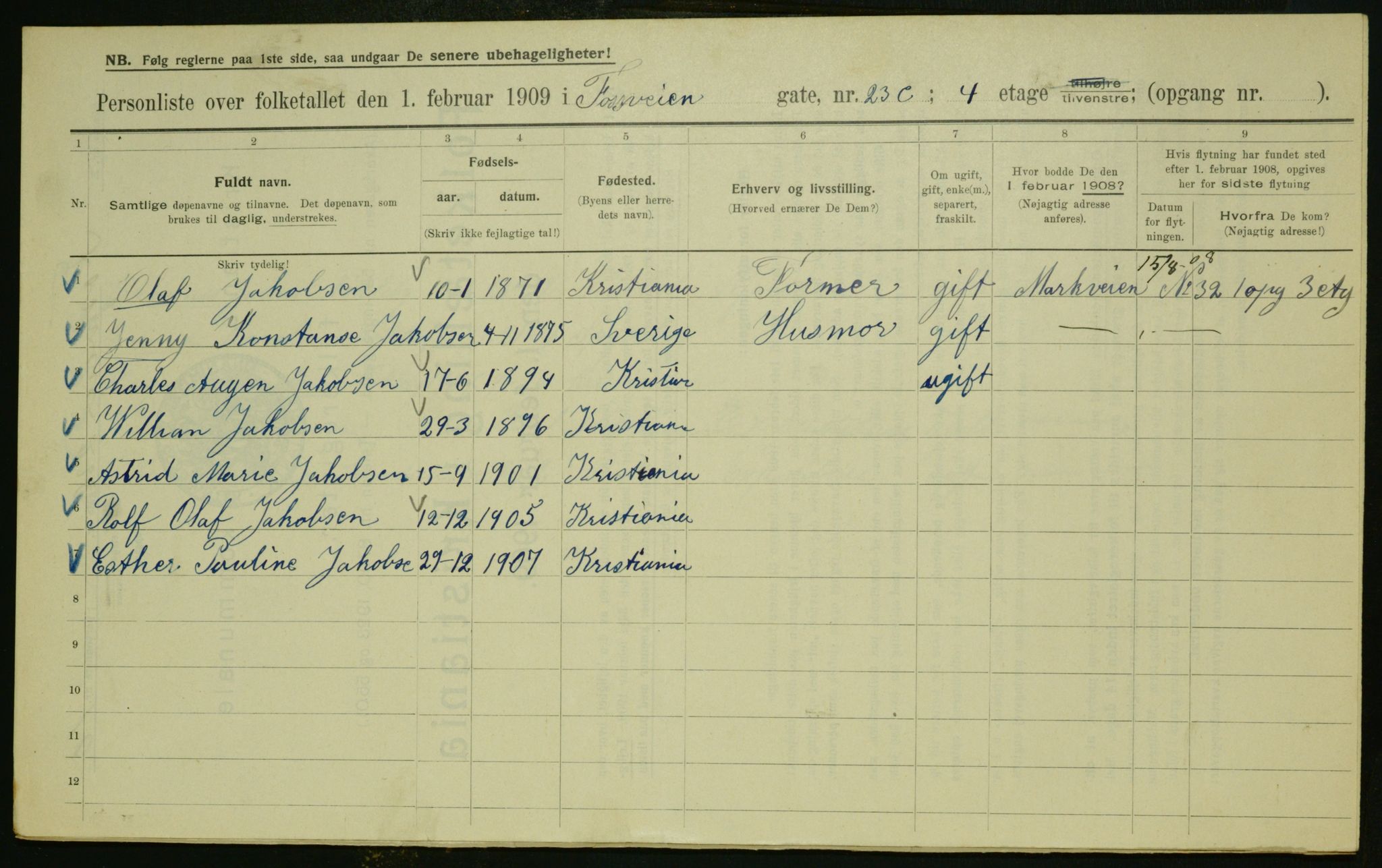 OBA, Municipal Census 1909 for Kristiania, 1909, p. 22898