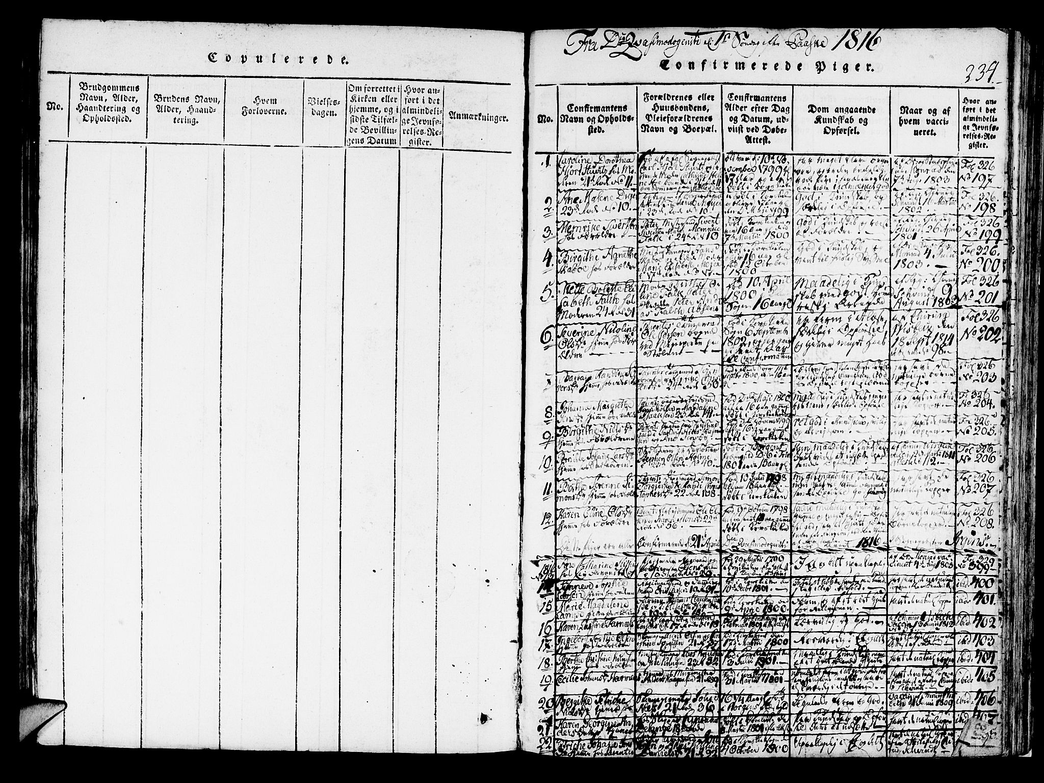 Korskirken sokneprestembete, SAB/A-76101/H/Haa/L0013: Parish register (official) no. A 13, 1815-1822, p. 234