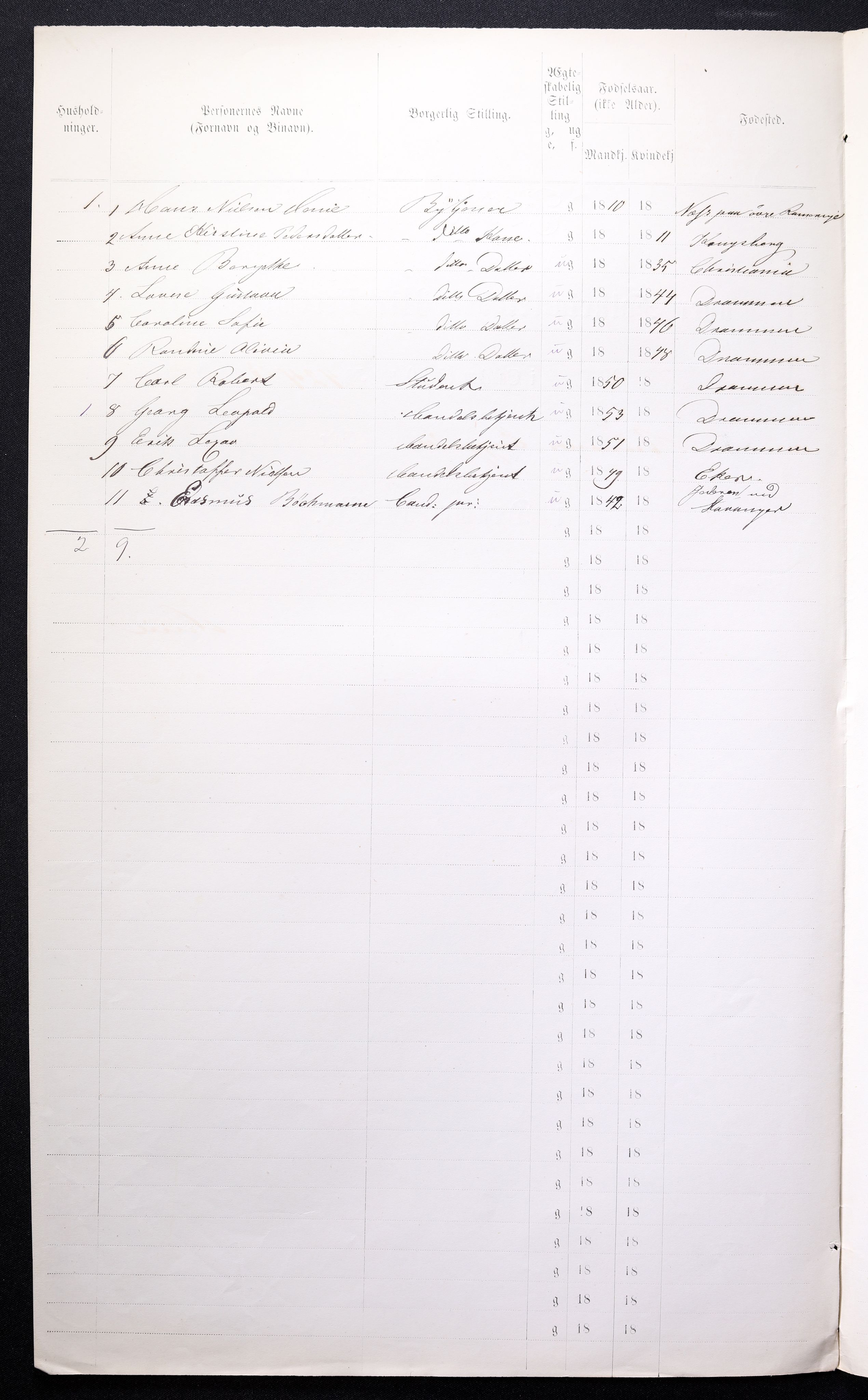 RA, 1870 census for 0602 Drammen, 1870, p. 92