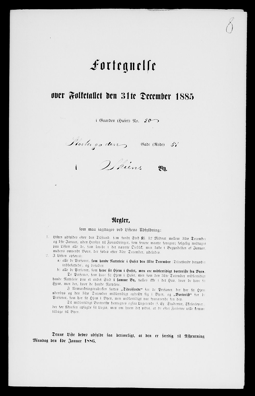 SAKO, 1885 census for 0806 Skien, 1885, p. 16