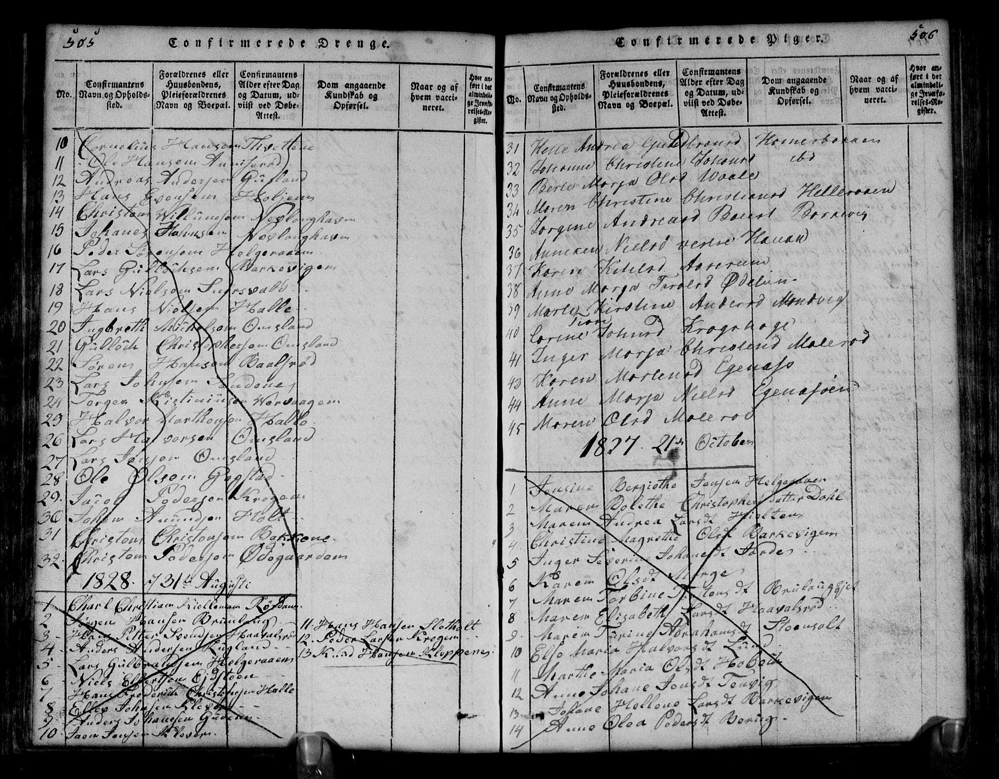 Brunlanes kirkebøker, SAKO/A-342/G/Ga/L0001: Parish register (copy) no. I 1, 1814-1834, p. 505-506